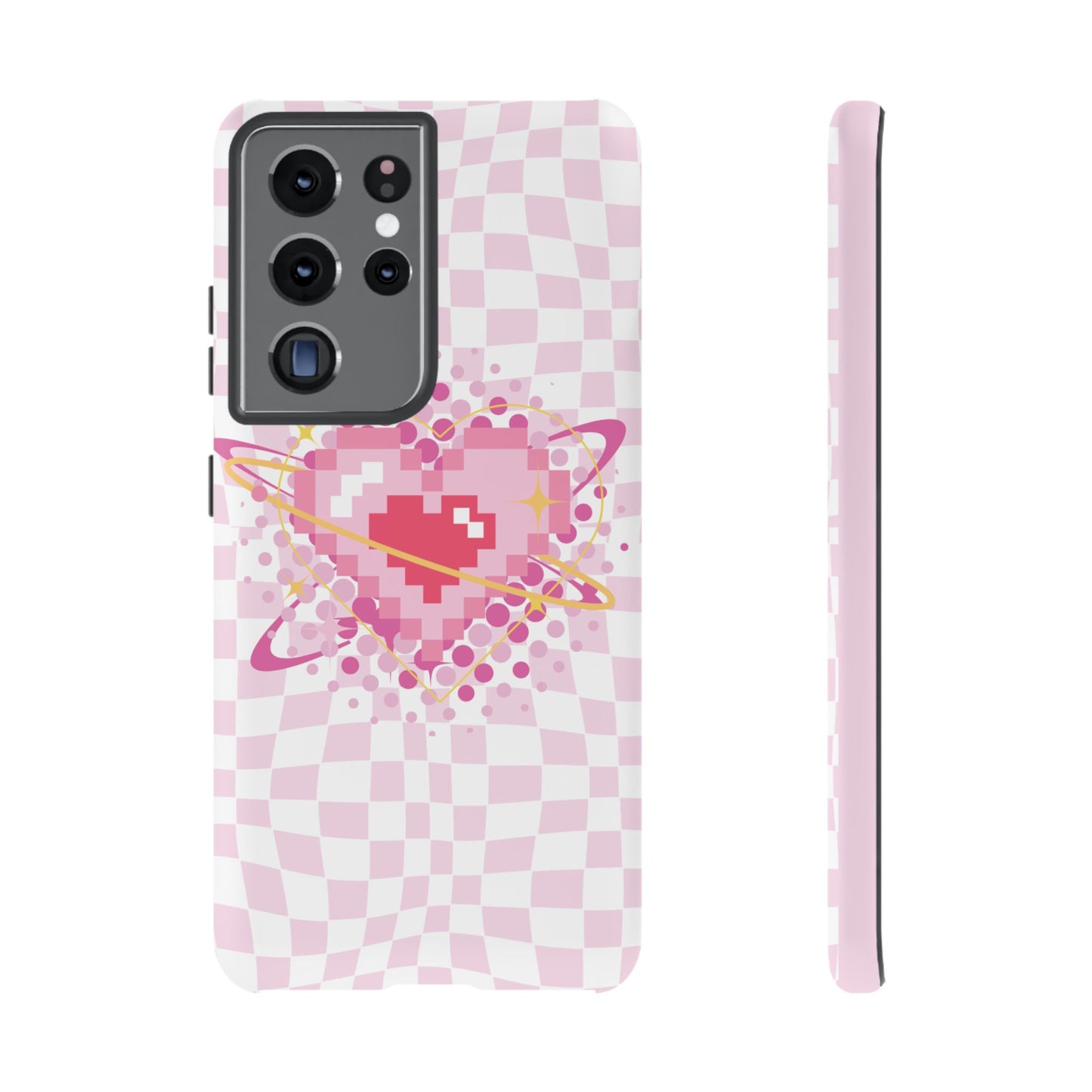 Pixel Heart Phone Case, Cute Phone Cover, Retro Gamer Gift, Valentine's Day Gift, Trendy Tech Accessory, Soft Pink Design