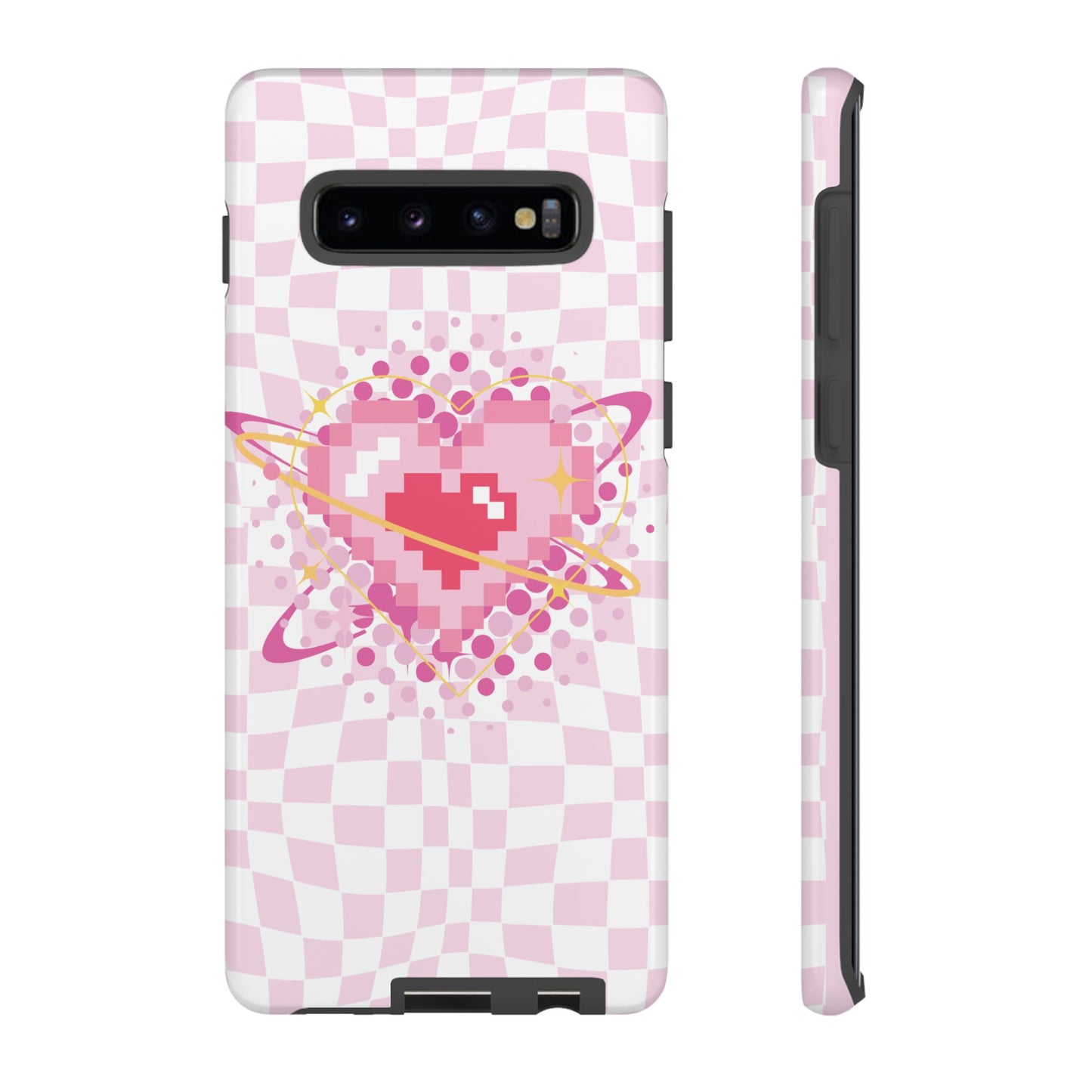 Pixel Heart Phone Case, Cute Phone Cover, Retro Gamer Gift, Valentine's Day Gift, Trendy Tech Accessory, Soft Pink Design