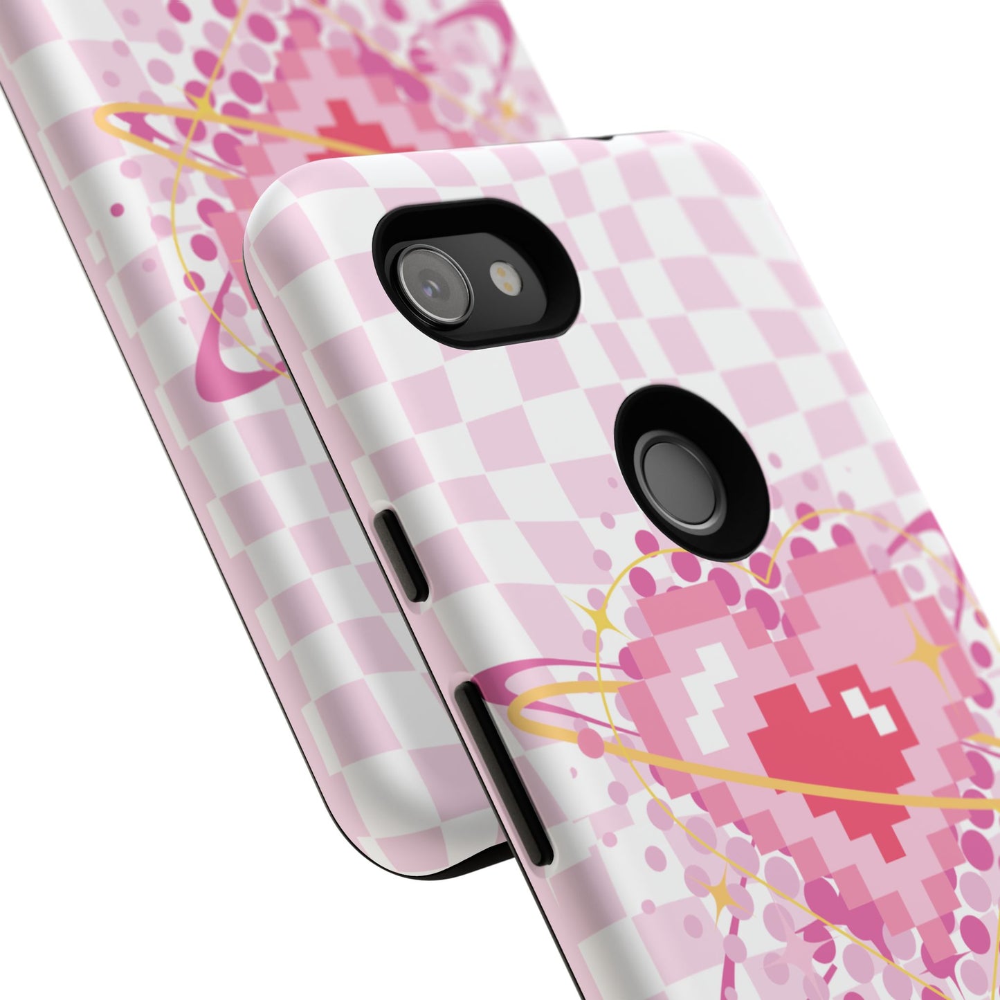 Pixel Heart Phone Case, Cute Phone Cover, Retro Gamer Gift, Valentine's Day Gift, Trendy Tech Accessory, Soft Pink Design