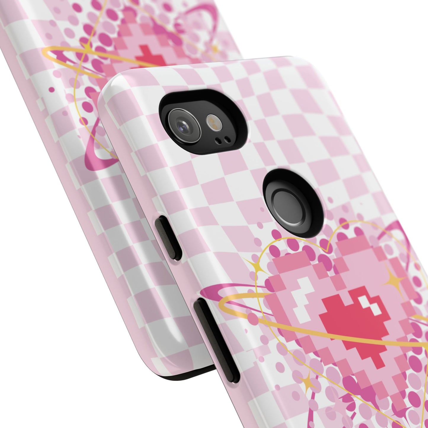 Pixel Heart Phone Case, Cute Phone Cover, Retro Gamer Gift, Valentine's Day Gift, Trendy Tech Accessory, Soft Pink Design