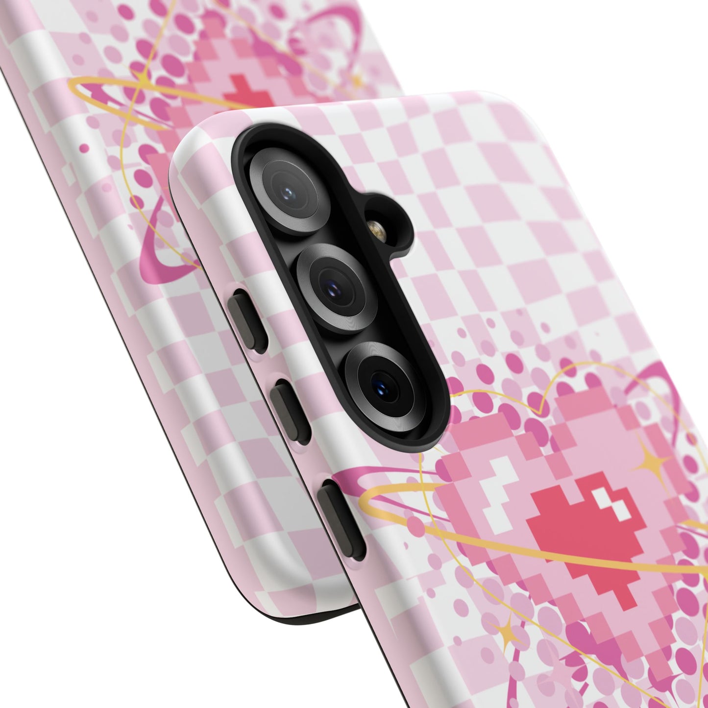 Pixel Heart Phone Case, Cute Phone Cover, Retro Gamer Gift, Valentine's Day Gift, Trendy Tech Accessory, Soft Pink Design