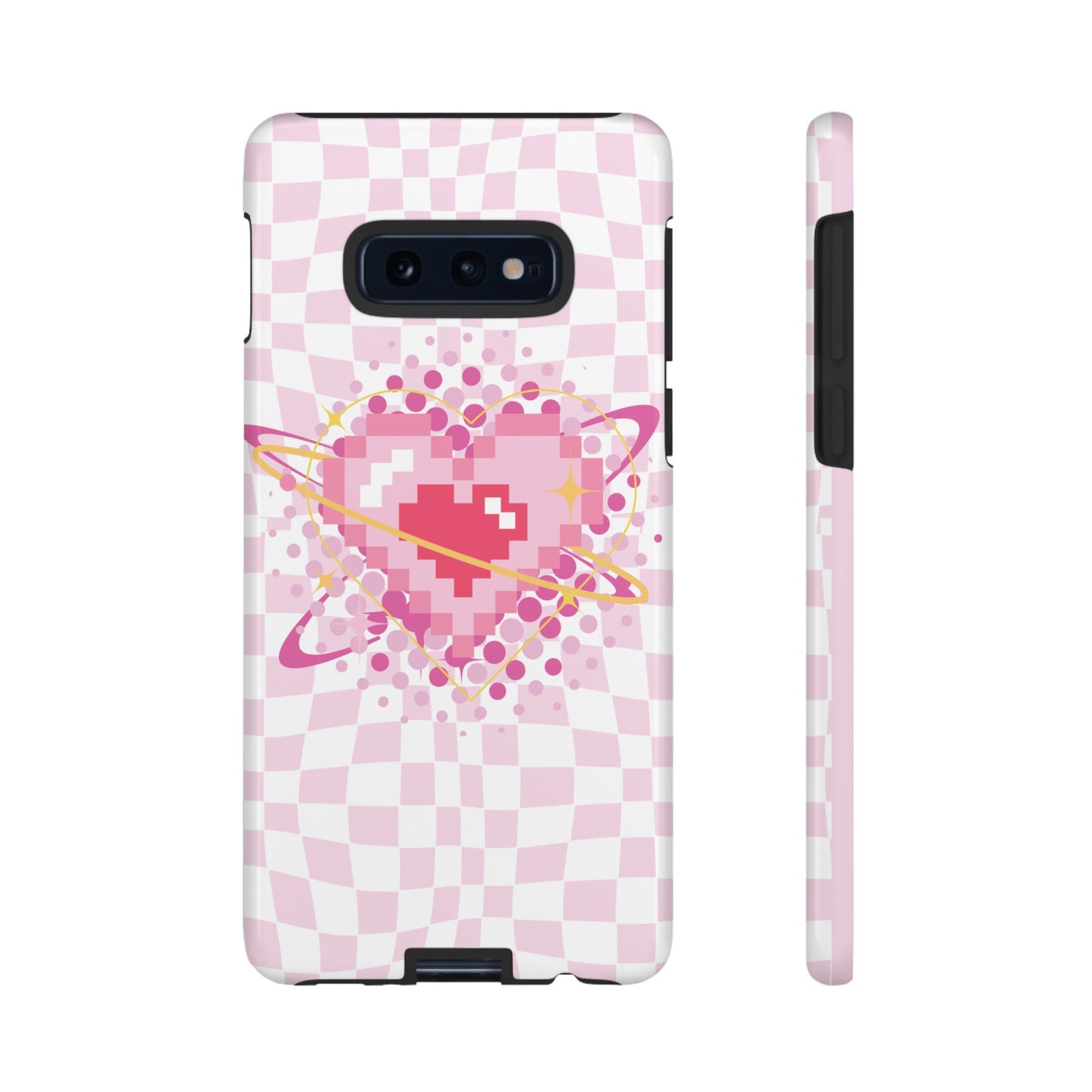 Pixel Heart Phone Case, Cute Phone Cover, Retro Gamer Gift, Valentine's Day Gift, Trendy Tech Accessory, Soft Pink Design