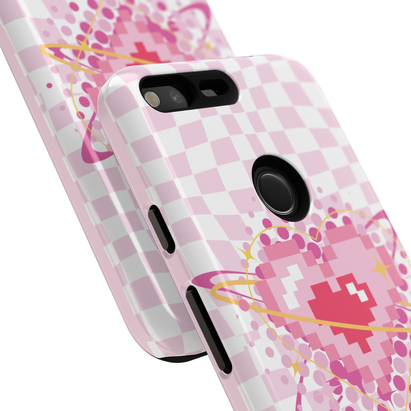 Pixel Heart Phone Case, Cute Phone Cover, Retro Gamer Gift, Valentine's Day Gift, Trendy Tech Accessory, Soft Pink Design