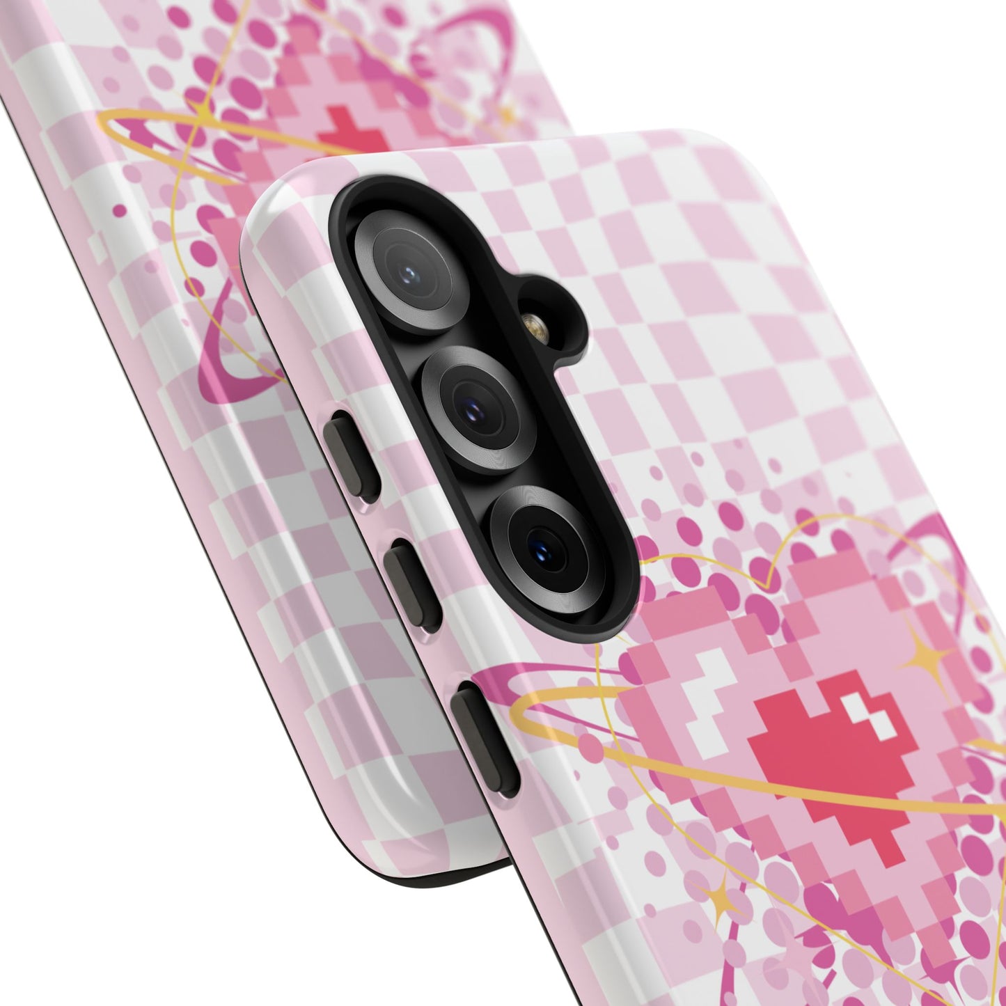 Pixel Heart Phone Case, Cute Phone Cover, Retro Gamer Gift, Valentine's Day Gift, Trendy Tech Accessory, Soft Pink Design