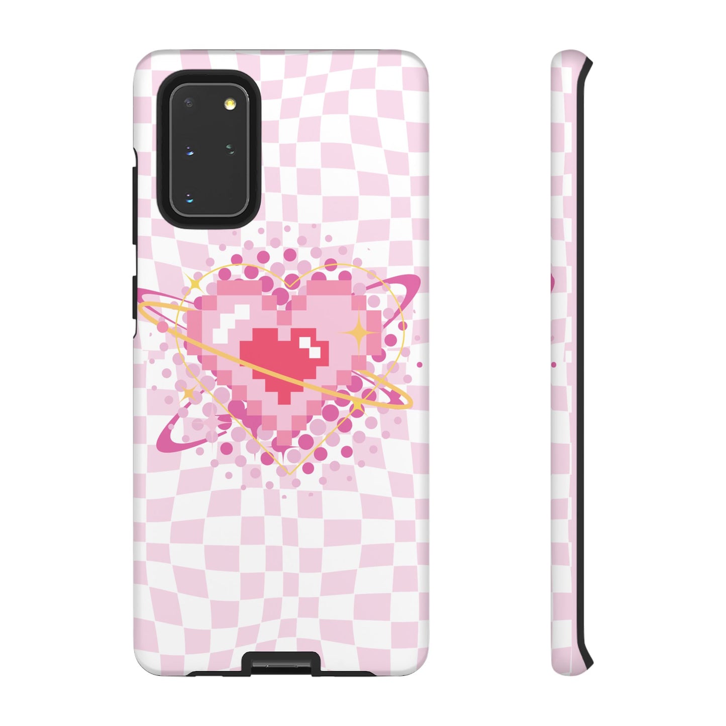 Pixel Heart Phone Case, Cute Phone Cover, Retro Gamer Gift, Valentine's Day Gift, Trendy Tech Accessory, Soft Pink Design