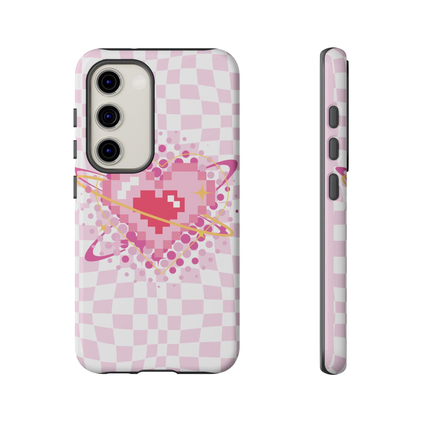 Pixel Heart Phone Case, Cute Phone Cover, Retro Gamer Gift, Valentine's Day Gift, Trendy Tech Accessory, Soft Pink Design
