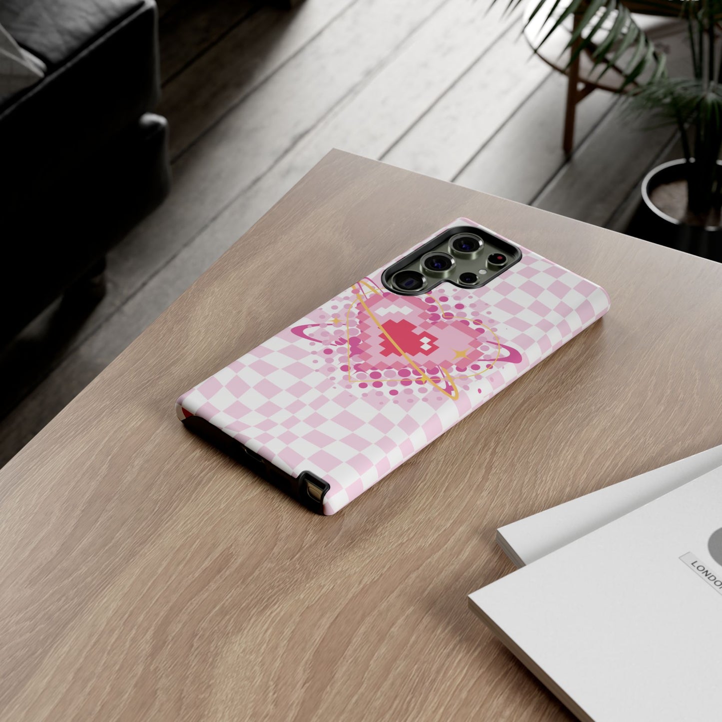 Pixel Heart Phone Case, Cute Phone Cover, Retro Gamer Gift, Valentine's Day Gift, Trendy Tech Accessory, Soft Pink Design