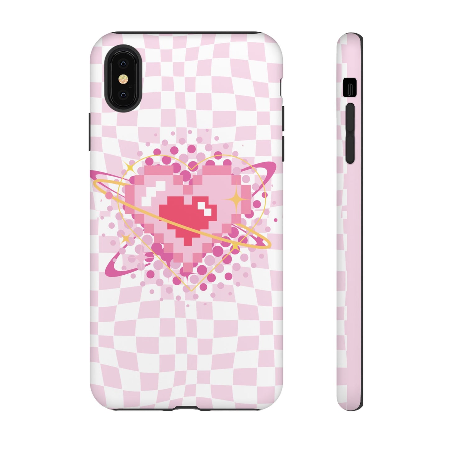 Pixel Heart Phone Case, Cute Phone Cover, Retro Gamer Gift, Valentine's Day Gift, Trendy Tech Accessory, Soft Pink Design