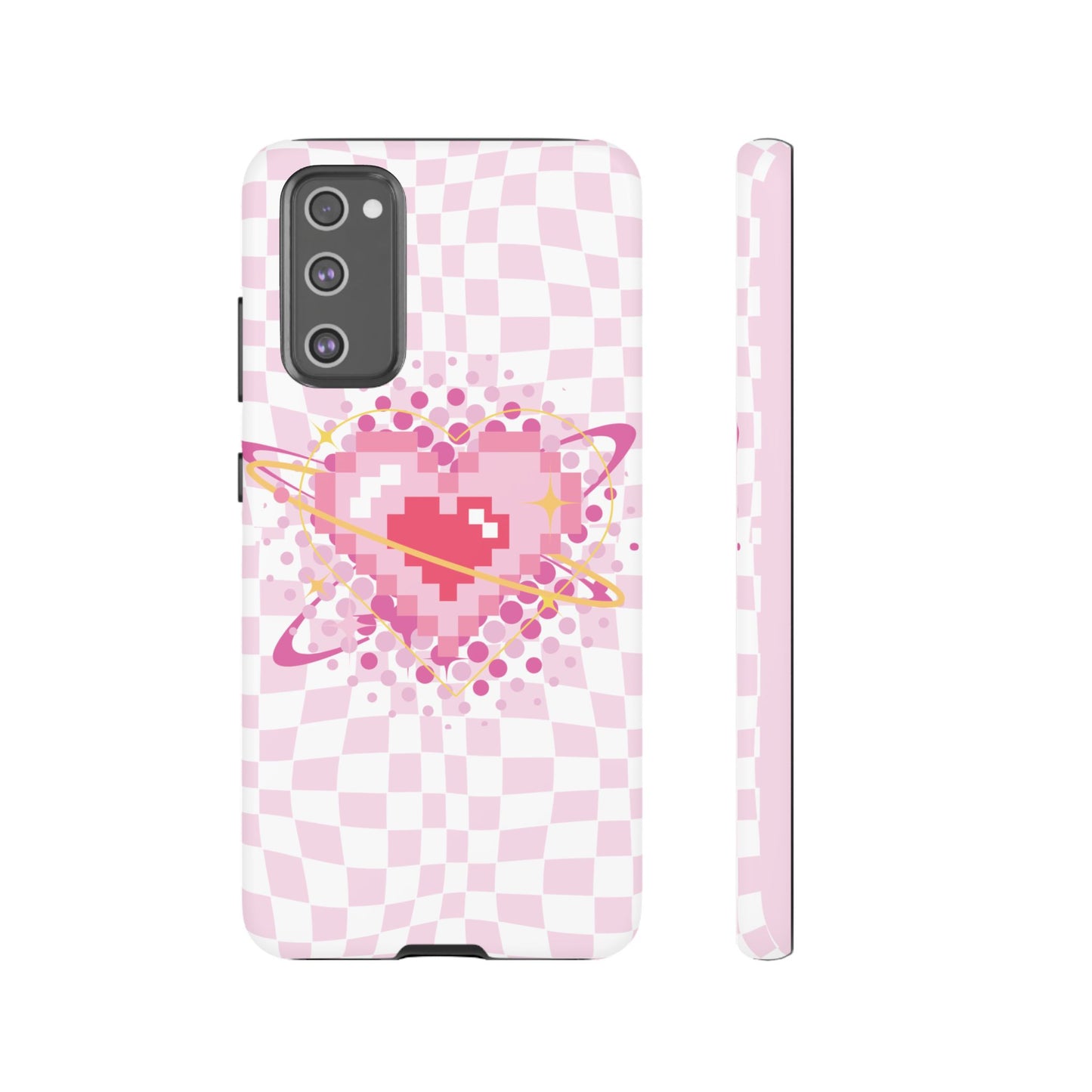 Pixel Heart Phone Case, Cute Phone Cover, Retro Gamer Gift, Valentine's Day Gift, Trendy Tech Accessory, Soft Pink Design