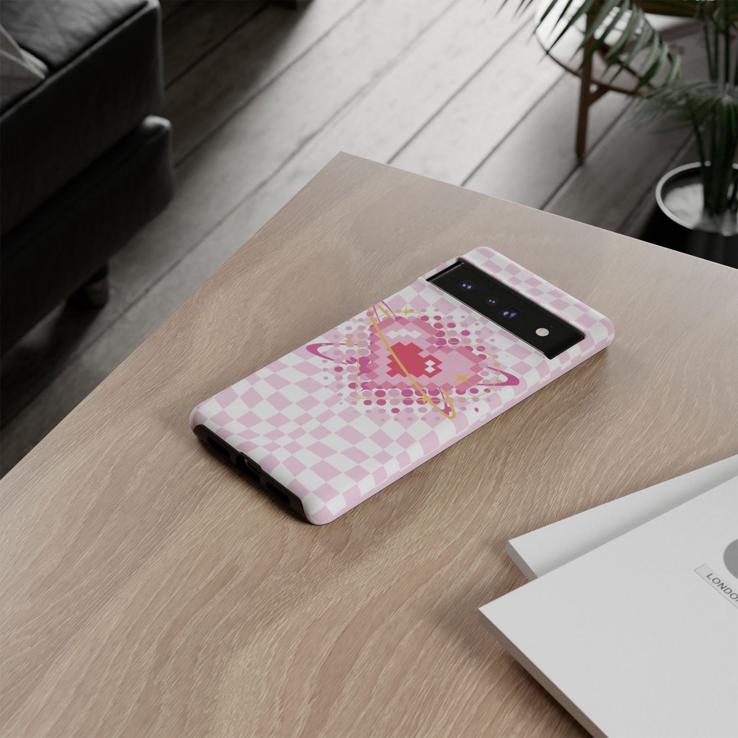 Pixel Heart Phone Case, Cute Phone Cover, Retro Gamer Gift, Valentine's Day Gift, Trendy Tech Accessory, Soft Pink Design