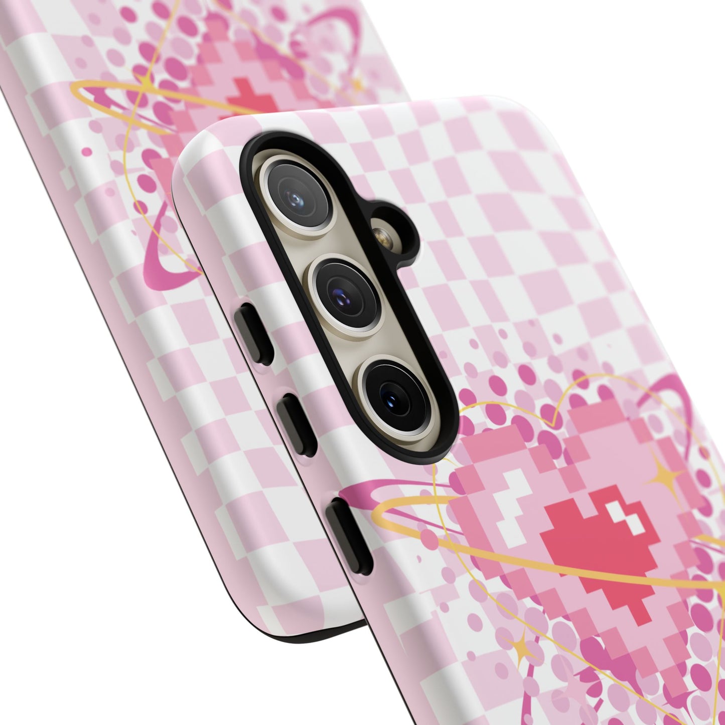 Pixel Heart Phone Case, Cute Phone Cover, Retro Gamer Gift, Valentine's Day Gift, Trendy Tech Accessory, Soft Pink Design