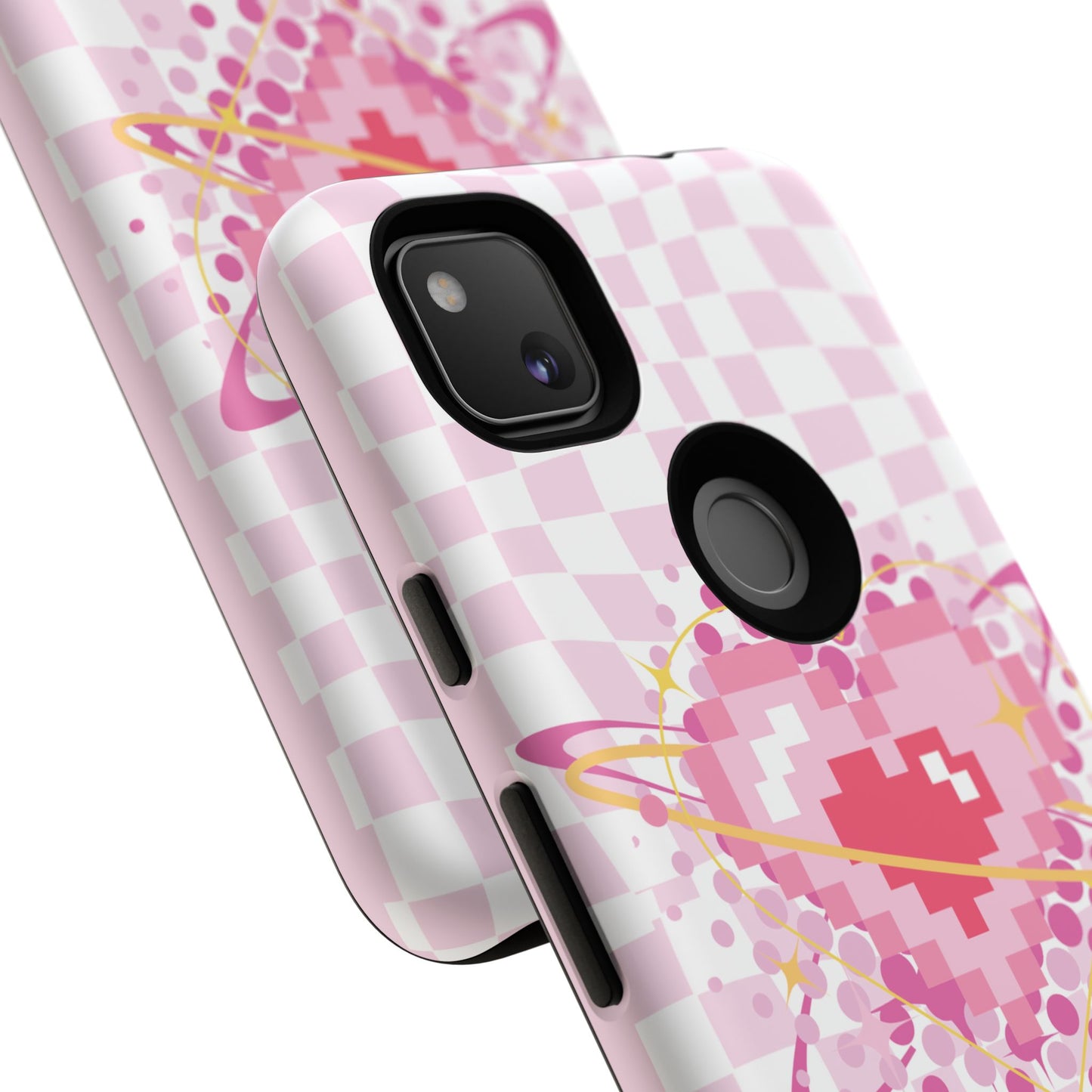 Pixel Heart Phone Case, Cute Phone Cover, Retro Gamer Gift, Valentine's Day Gift, Trendy Tech Accessory, Soft Pink Design