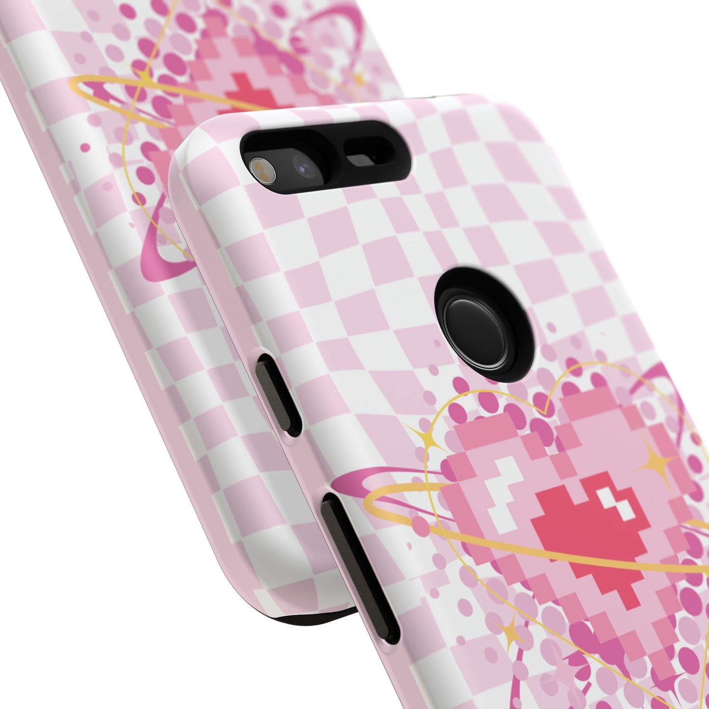 Pixel Heart Phone Case, Cute Phone Cover, Retro Gamer Gift, Valentine's Day Gift, Trendy Tech Accessory, Soft Pink Design