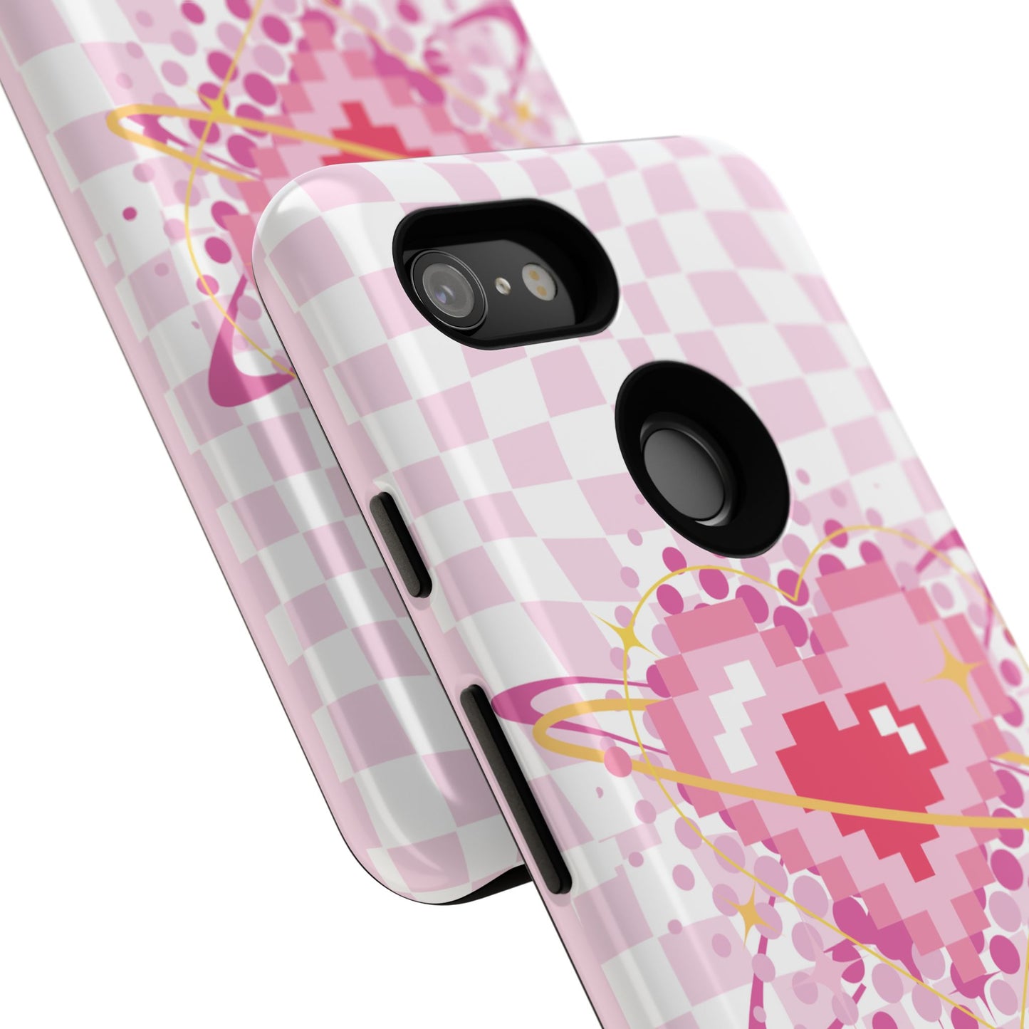 Pixel Heart Phone Case, Cute Phone Cover, Retro Gamer Gift, Valentine's Day Gift, Trendy Tech Accessory, Soft Pink Design