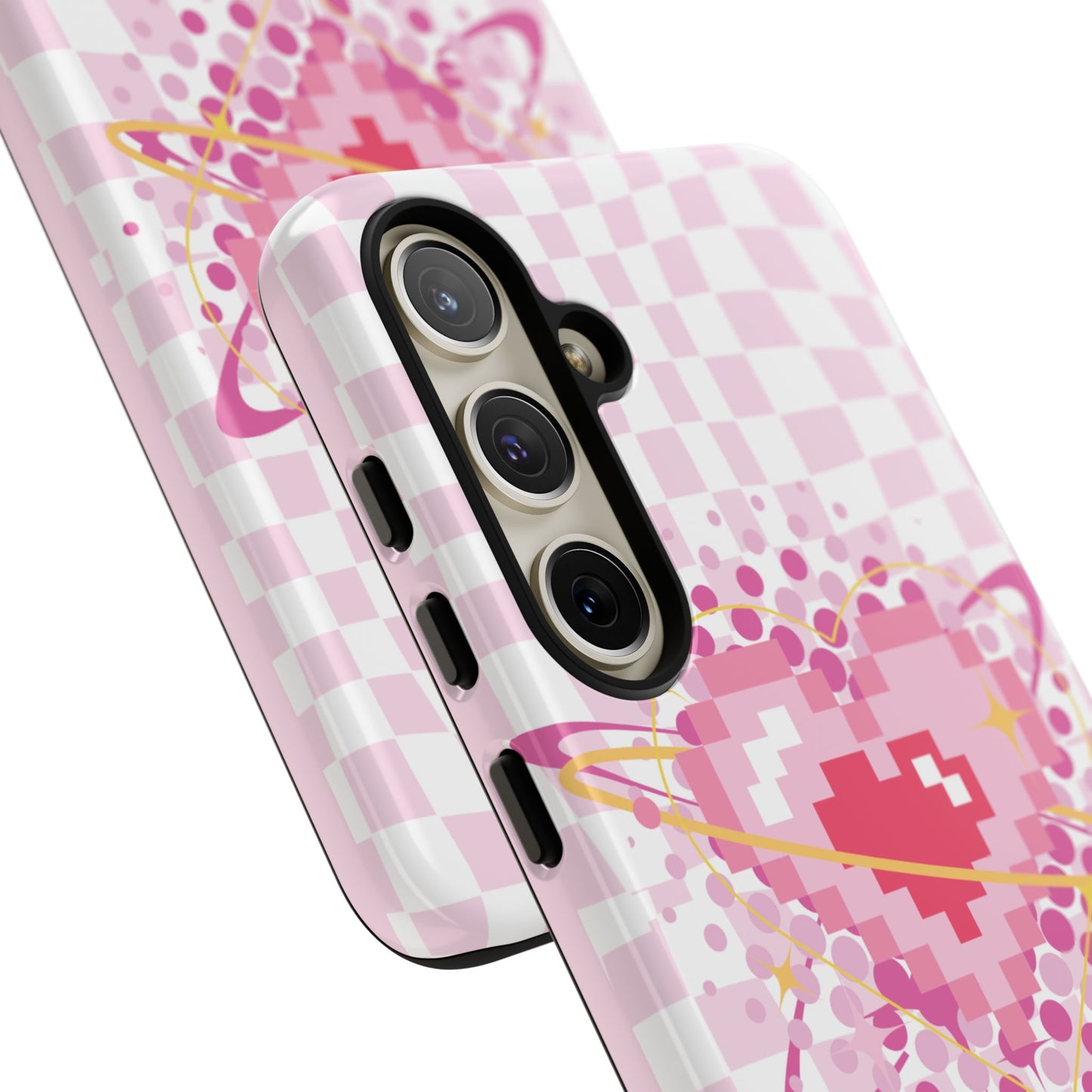 Pixel Heart Phone Case, Cute Phone Cover, Retro Gamer Gift, Valentine's Day Gift, Trendy Tech Accessory, Soft Pink Design