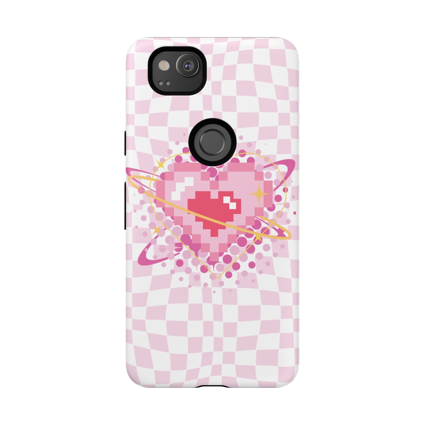 Pixel Heart Phone Case, Cute Phone Cover, Retro Gamer Gift, Valentine's Day Gift, Trendy Tech Accessory, Soft Pink Design
