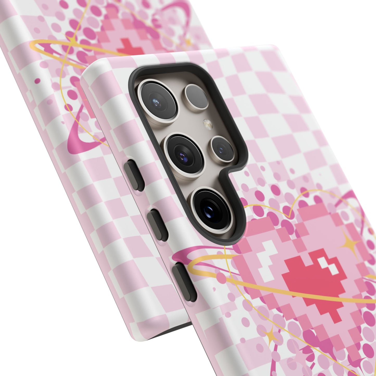 Pixel Heart Phone Case, Cute Phone Cover, Retro Gamer Gift, Valentine's Day Gift, Trendy Tech Accessory, Soft Pink Design