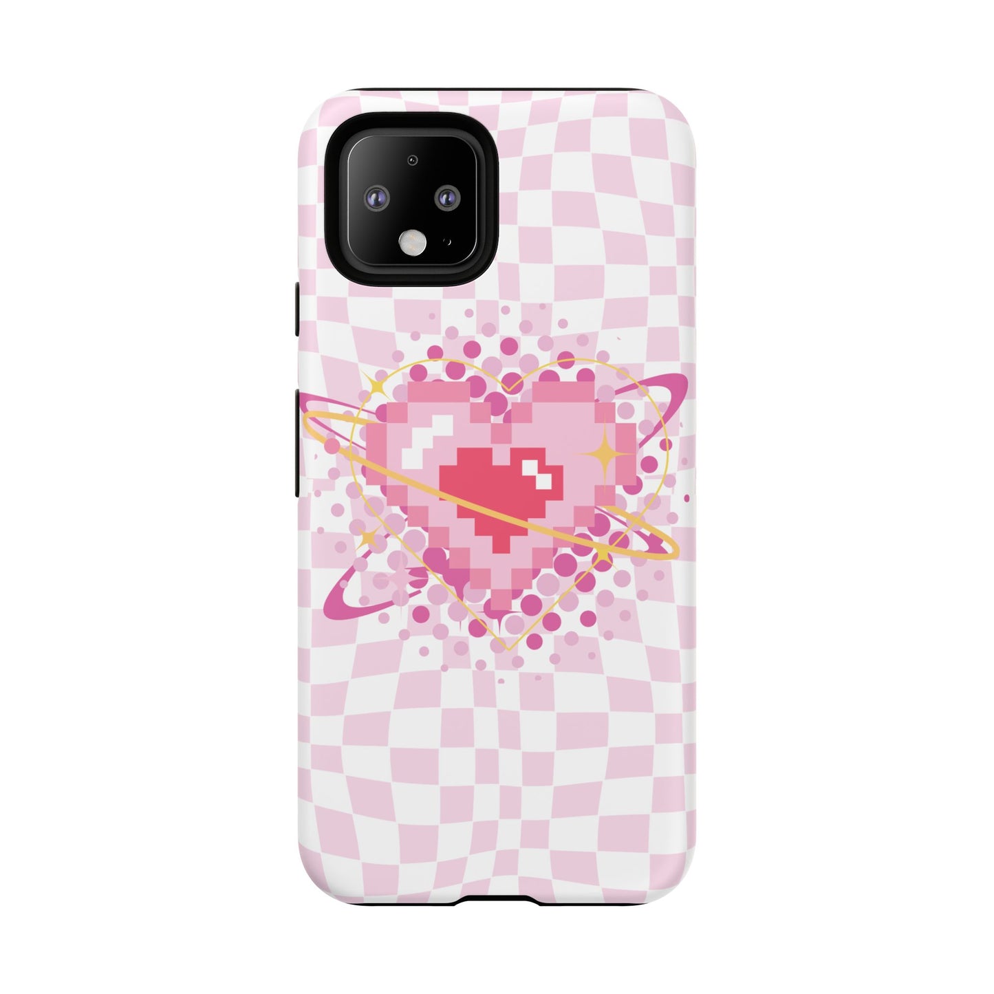 Pixel Heart Phone Case, Cute Phone Cover, Retro Gamer Gift, Valentine's Day Gift, Trendy Tech Accessory, Soft Pink Design