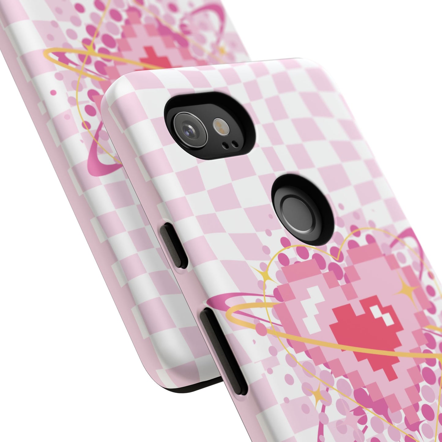Pixel Heart Phone Case, Cute Phone Cover, Retro Gamer Gift, Valentine's Day Gift, Trendy Tech Accessory, Soft Pink Design