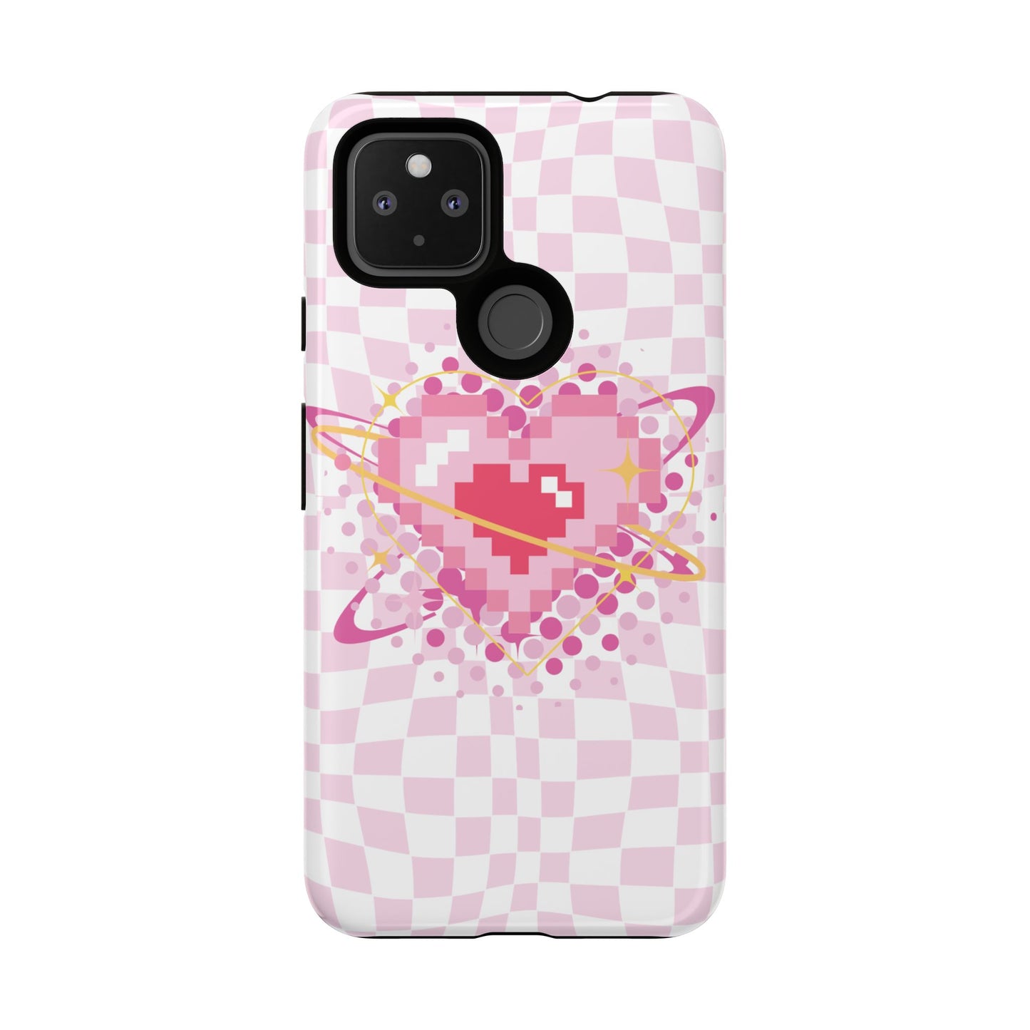 Pixel Heart Phone Case, Cute Phone Cover, Retro Gamer Gift, Valentine's Day Gift, Trendy Tech Accessory, Soft Pink Design
