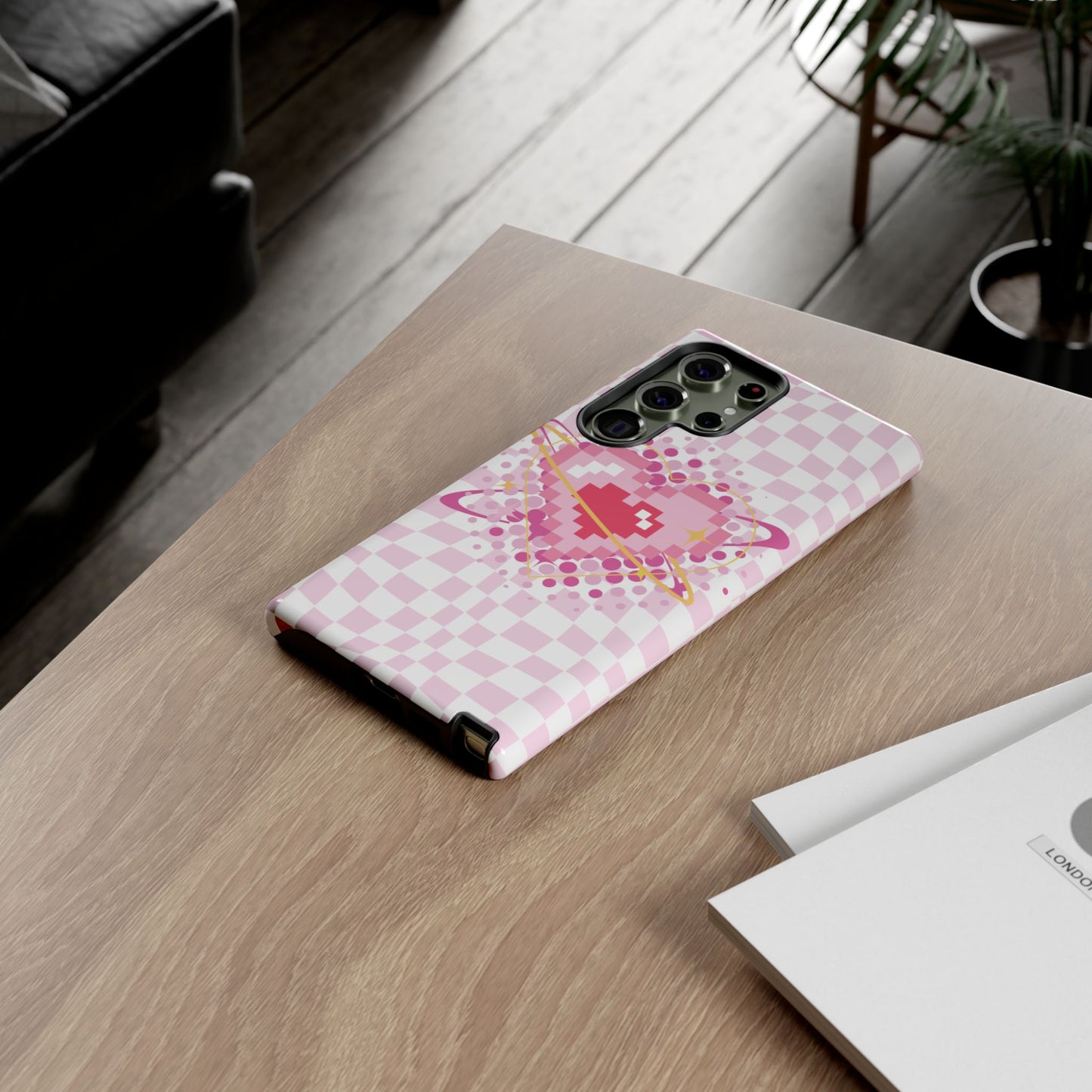 Pixel Heart Phone Case, Cute Phone Cover, Retro Gamer Gift, Valentine's Day Gift, Trendy Tech Accessory, Soft Pink Design
