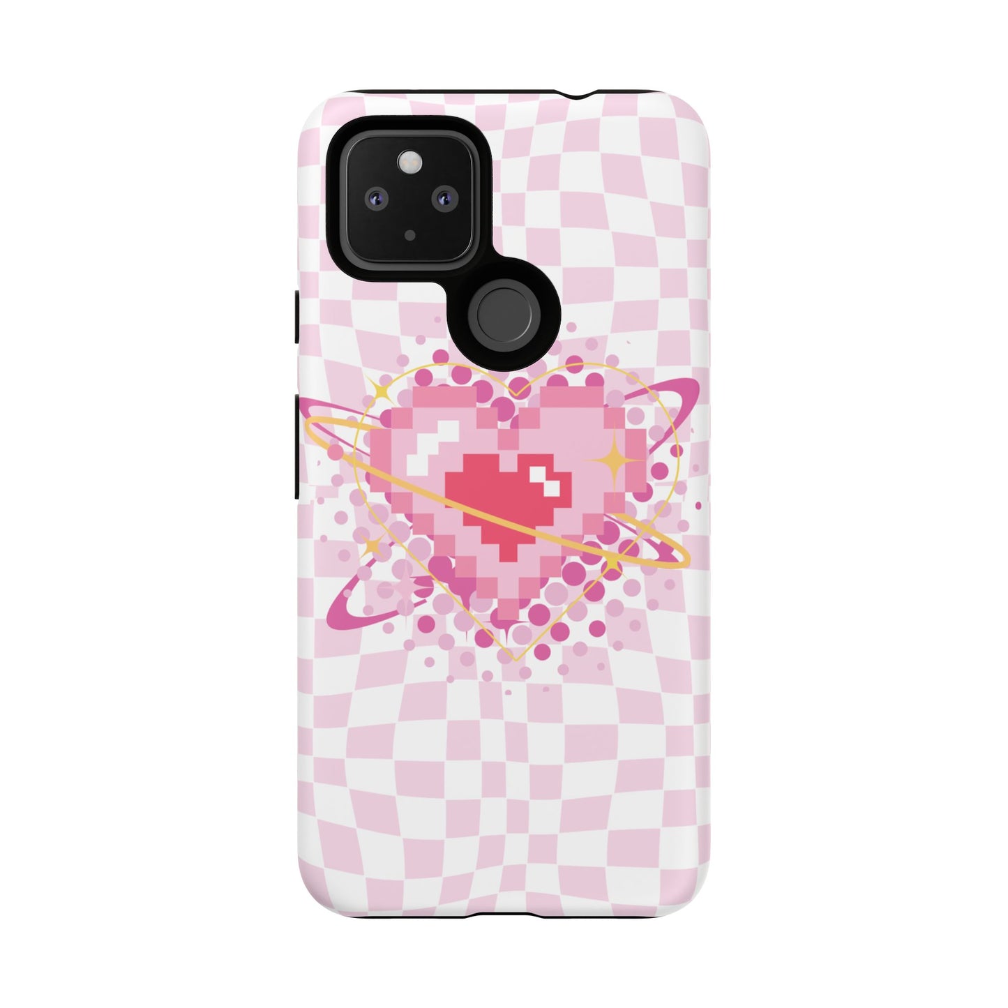 Pixel Heart Phone Case, Cute Phone Cover, Retro Gamer Gift, Valentine's Day Gift, Trendy Tech Accessory, Soft Pink Design
