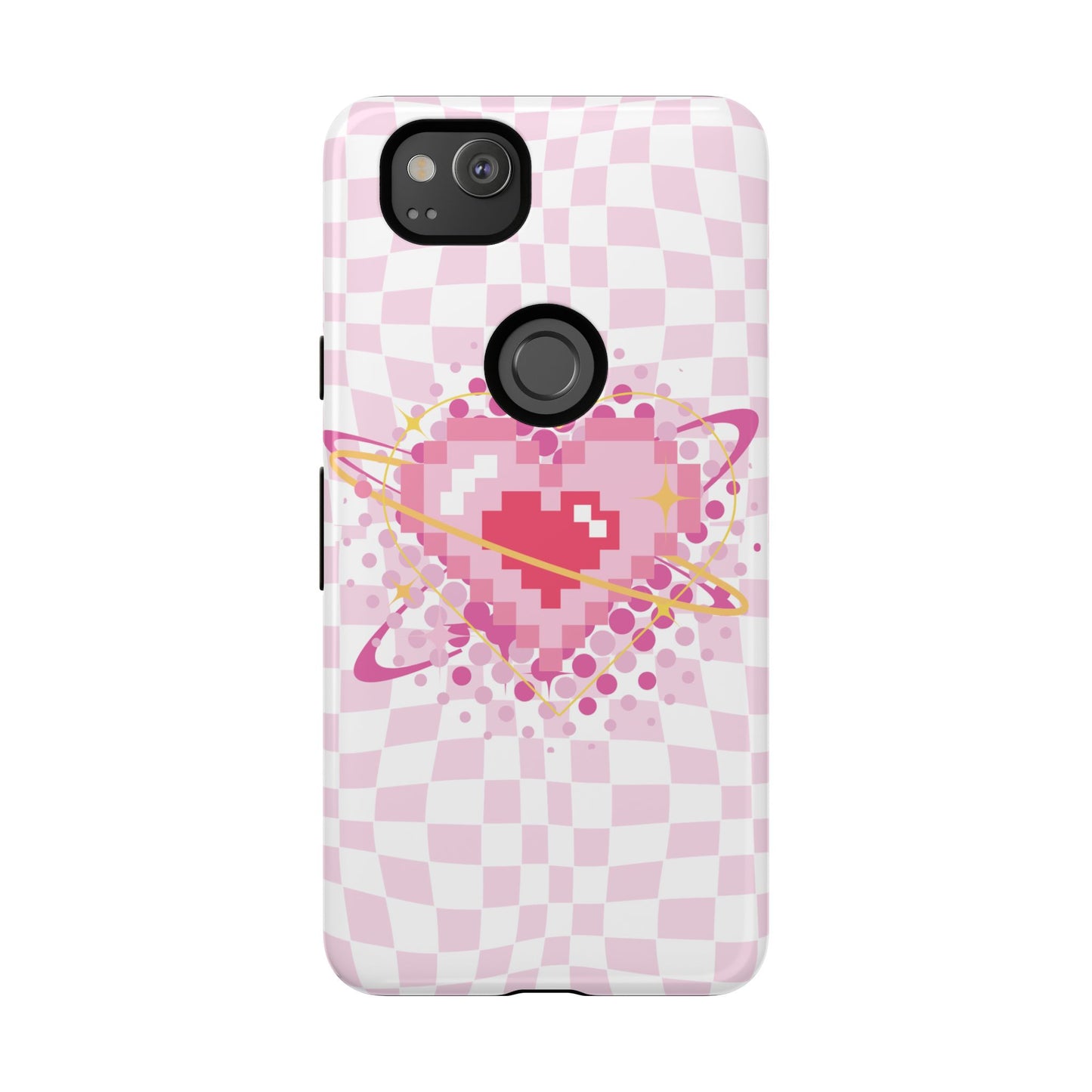 Pixel Heart Phone Case, Cute Phone Cover, Retro Gamer Gift, Valentine's Day Gift, Trendy Tech Accessory, Soft Pink Design