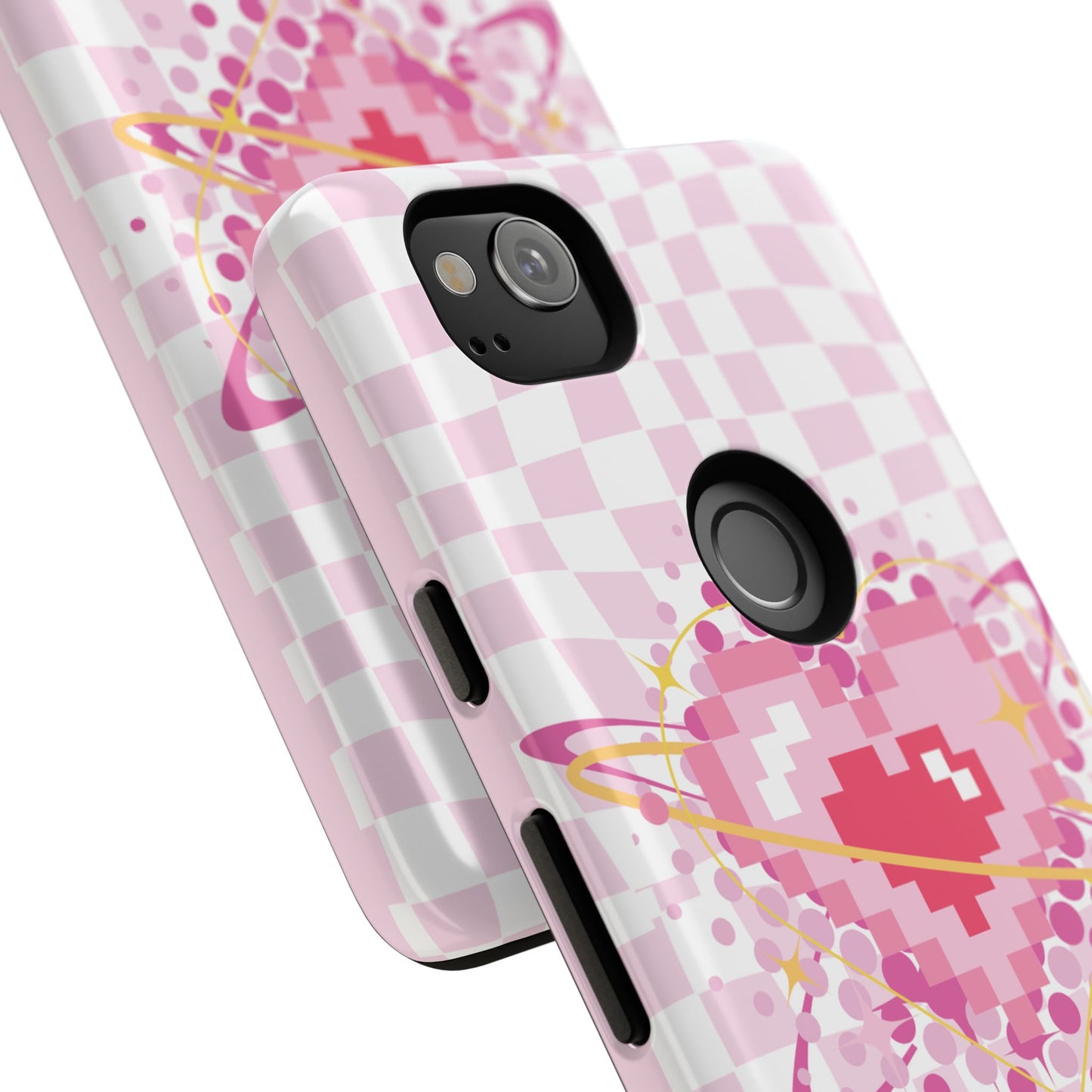 Pixel Heart Phone Case, Cute Phone Cover, Retro Gamer Gift, Valentine's Day Gift, Trendy Tech Accessory, Soft Pink Design