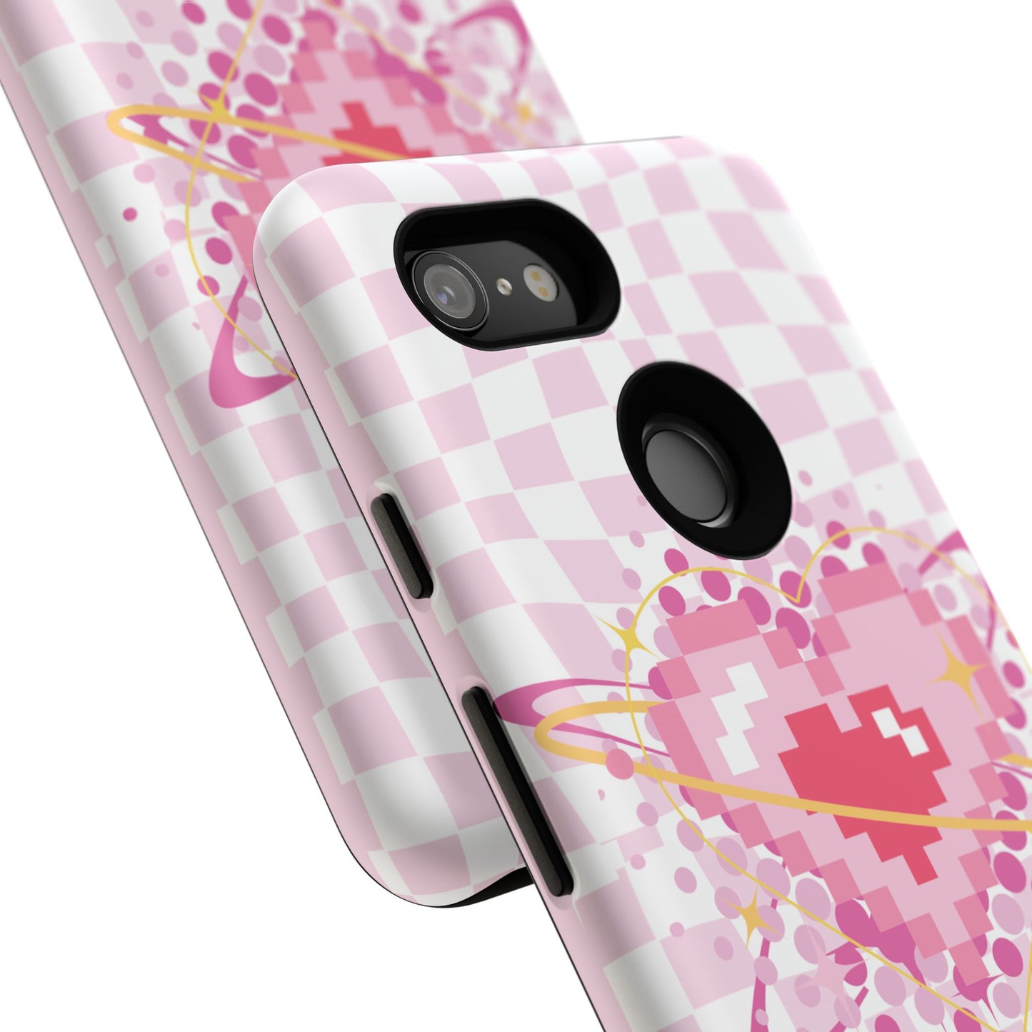 Pixel Heart Phone Case, Cute Phone Cover, Retro Gamer Gift, Valentine's Day Gift, Trendy Tech Accessory, Soft Pink Design