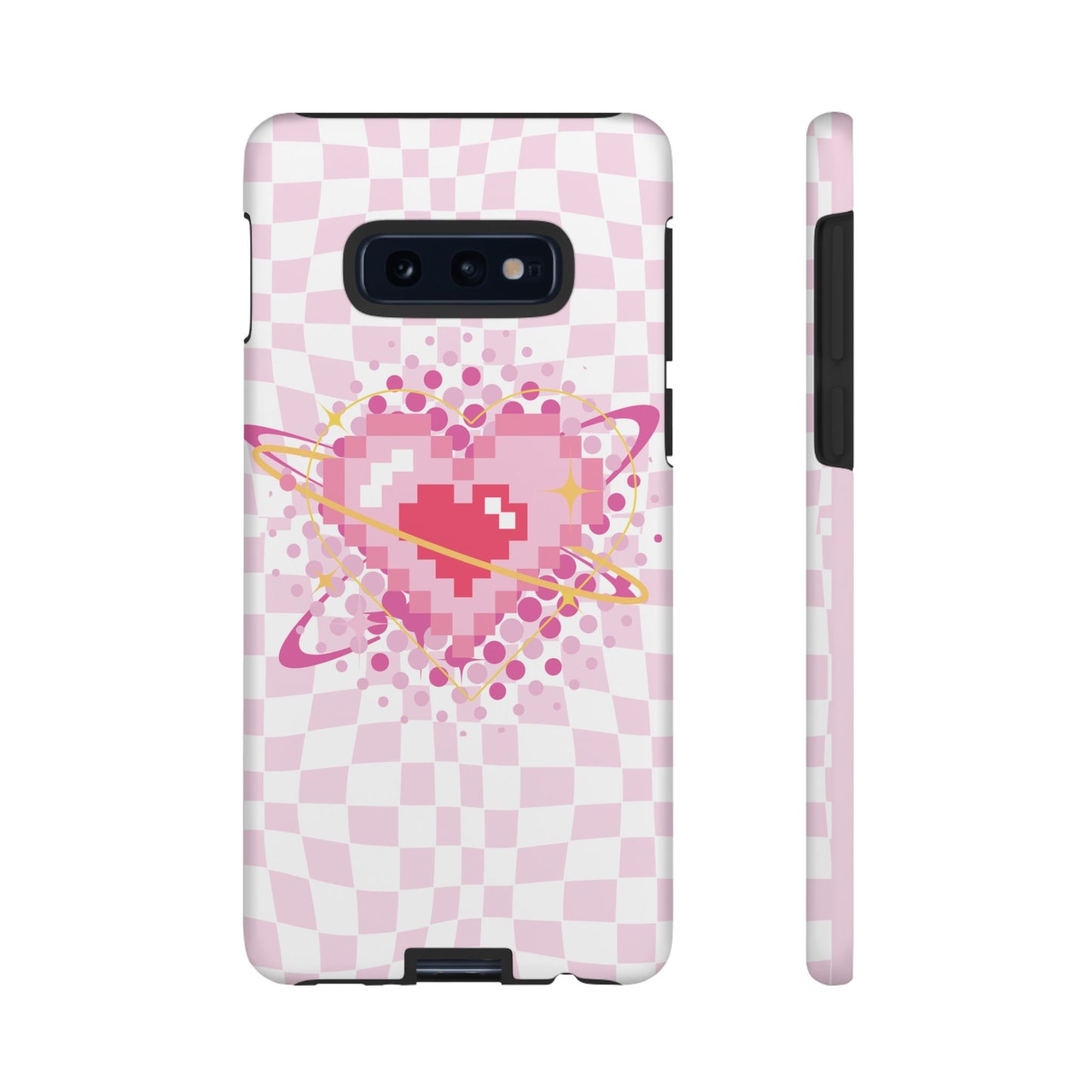 Pixel Heart Phone Case, Cute Phone Cover, Retro Gamer Gift, Valentine's Day Gift, Trendy Tech Accessory, Soft Pink Design