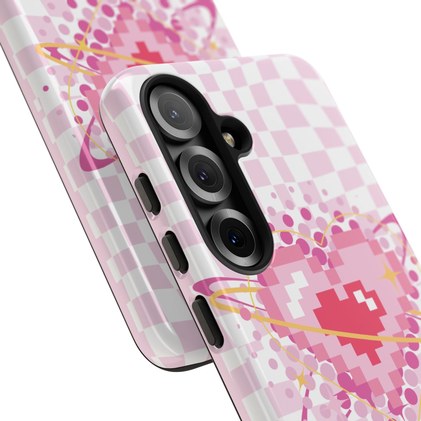 Pixel Heart Phone Case, Cute Phone Cover, Retro Gamer Gift, Valentine's Day Gift, Trendy Tech Accessory, Soft Pink Design