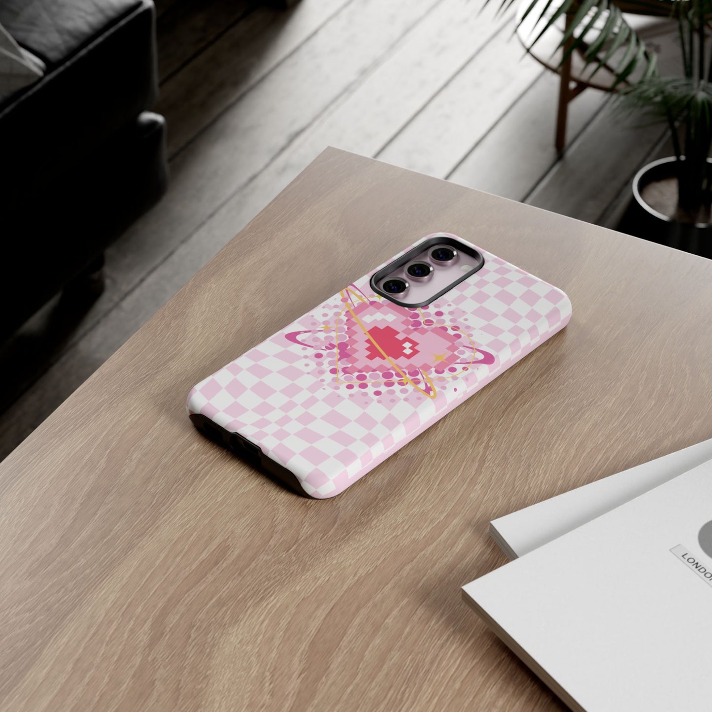 Pixel Heart Phone Case, Cute Phone Cover, Retro Gamer Gift, Valentine's Day Gift, Trendy Tech Accessory, Soft Pink Design