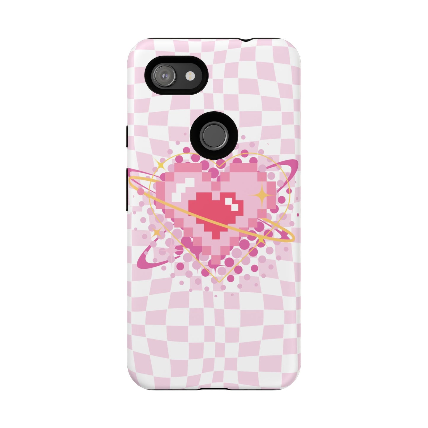 Pixel Heart Phone Case, Cute Phone Cover, Retro Gamer Gift, Valentine's Day Gift, Trendy Tech Accessory, Soft Pink Design