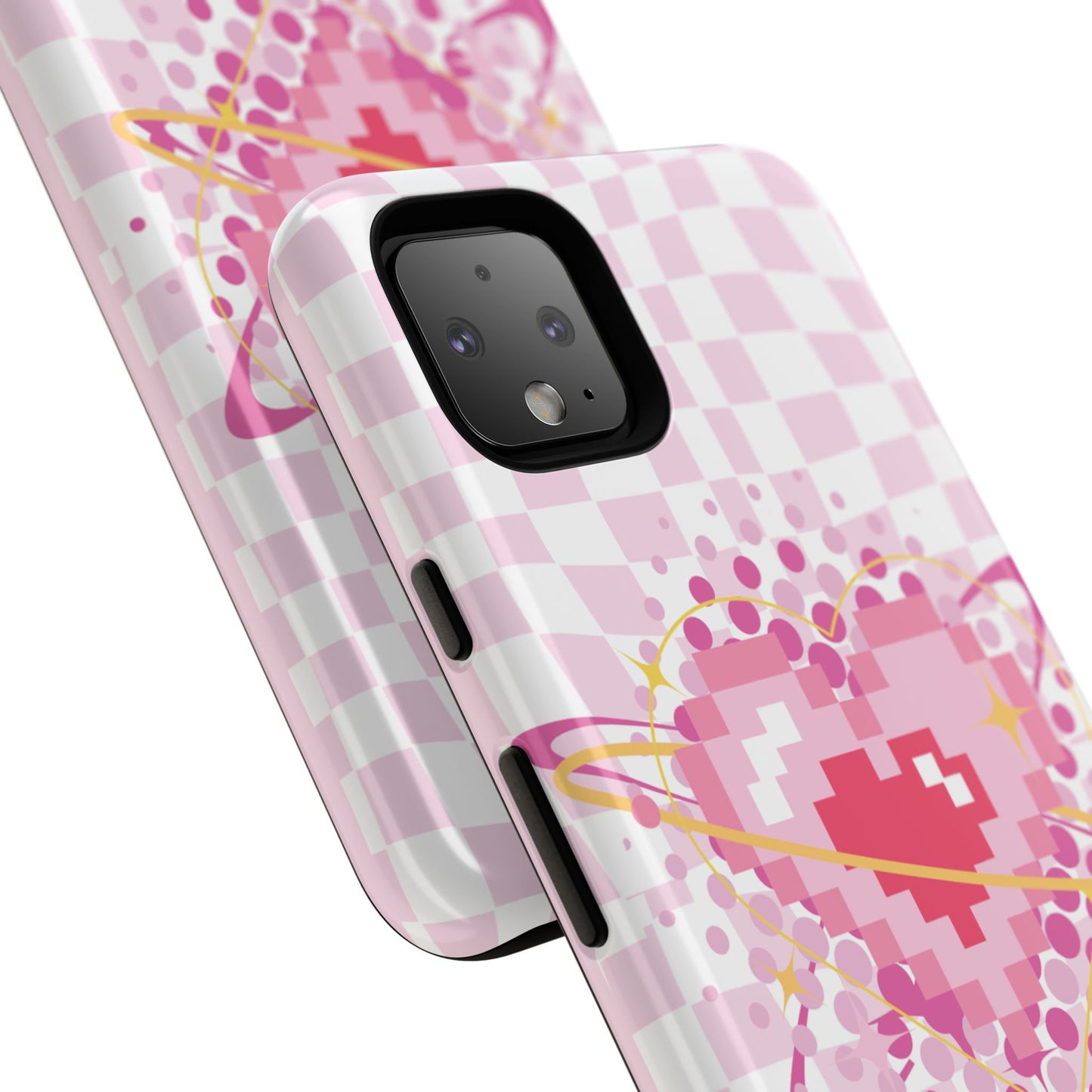 Pixel Heart Phone Case, Cute Phone Cover, Retro Gamer Gift, Valentine's Day Gift, Trendy Tech Accessory, Soft Pink Design