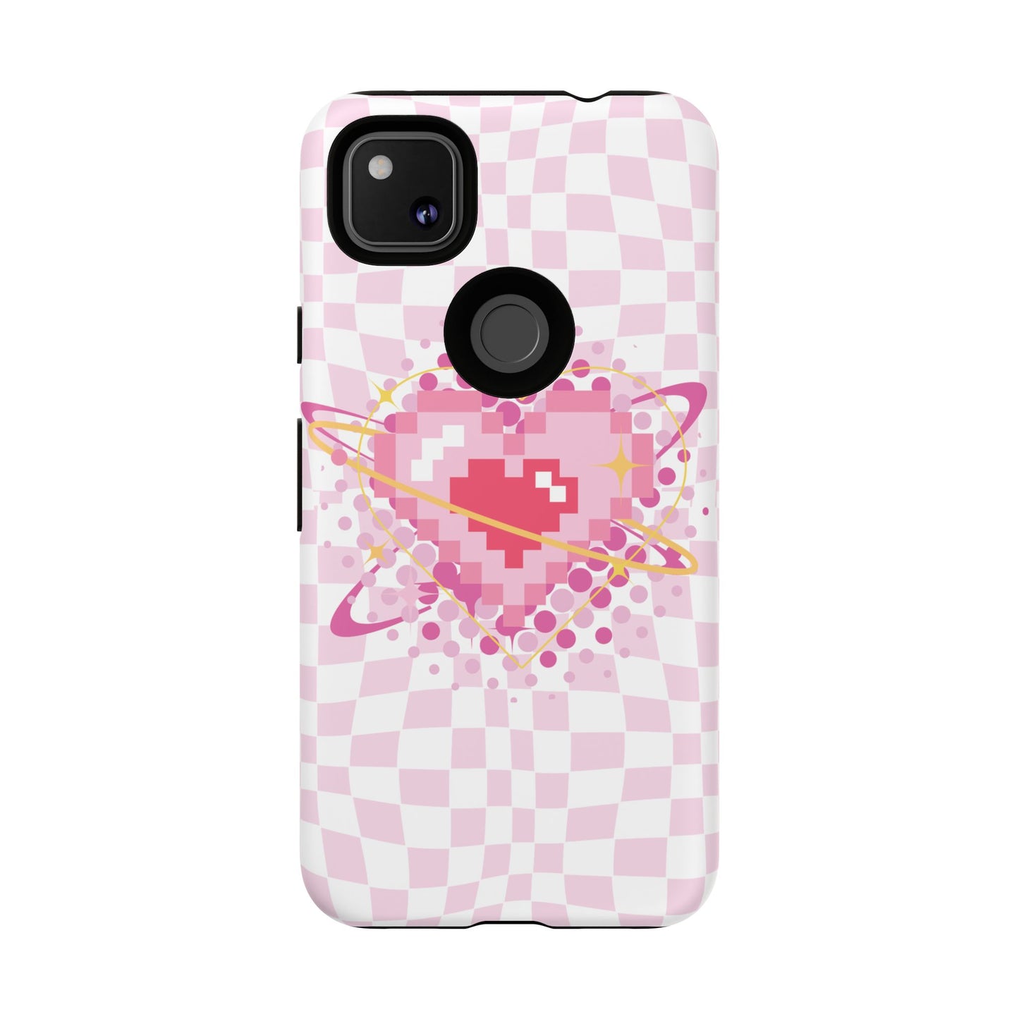 Pixel Heart Phone Case, Cute Phone Cover, Retro Gamer Gift, Valentine's Day Gift, Trendy Tech Accessory, Soft Pink Design
