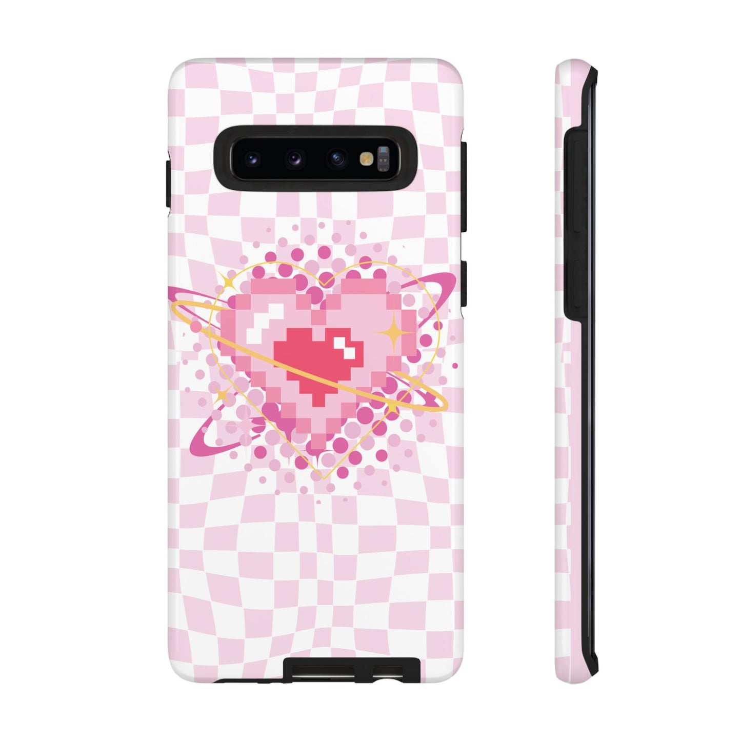 Pixel Heart Phone Case, Cute Phone Cover, Retro Gamer Gift, Valentine's Day Gift, Trendy Tech Accessory, Soft Pink Design