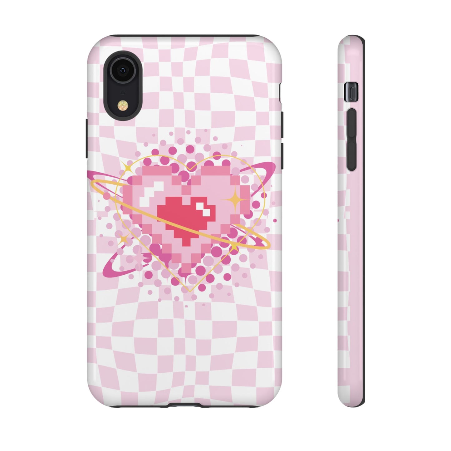 Pixel Heart Phone Case, Cute Phone Cover, Retro Gamer Gift, Valentine's Day Gift, Trendy Tech Accessory, Soft Pink Design