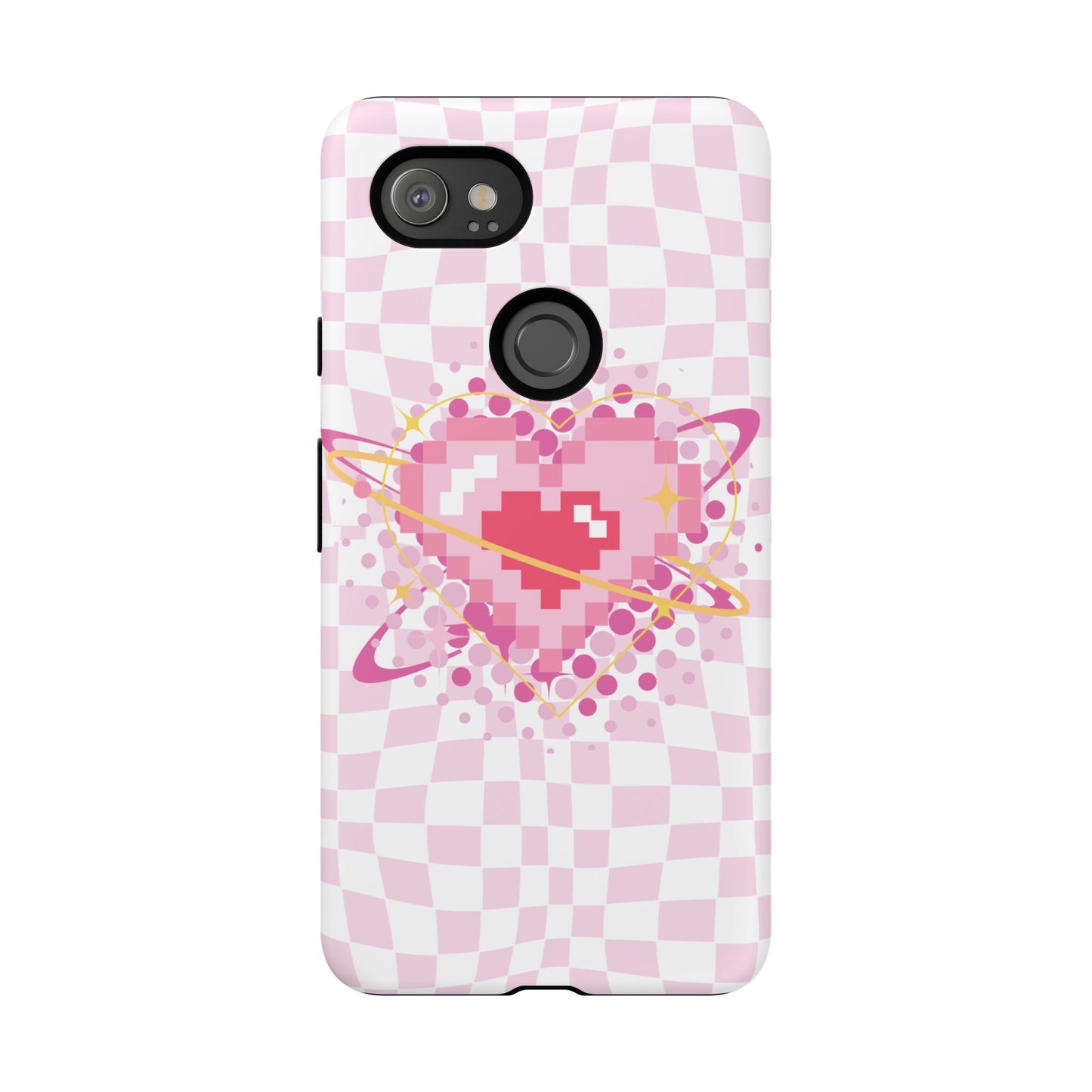 Pixel Heart Phone Case, Cute Phone Cover, Retro Gamer Gift, Valentine's Day Gift, Trendy Tech Accessory, Soft Pink Design