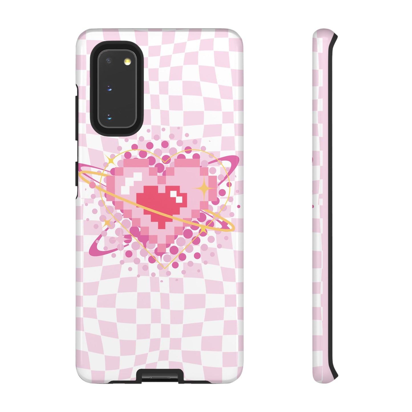 Pixel Heart Phone Case, Cute Phone Cover, Retro Gamer Gift, Valentine's Day Gift, Trendy Tech Accessory, Soft Pink Design