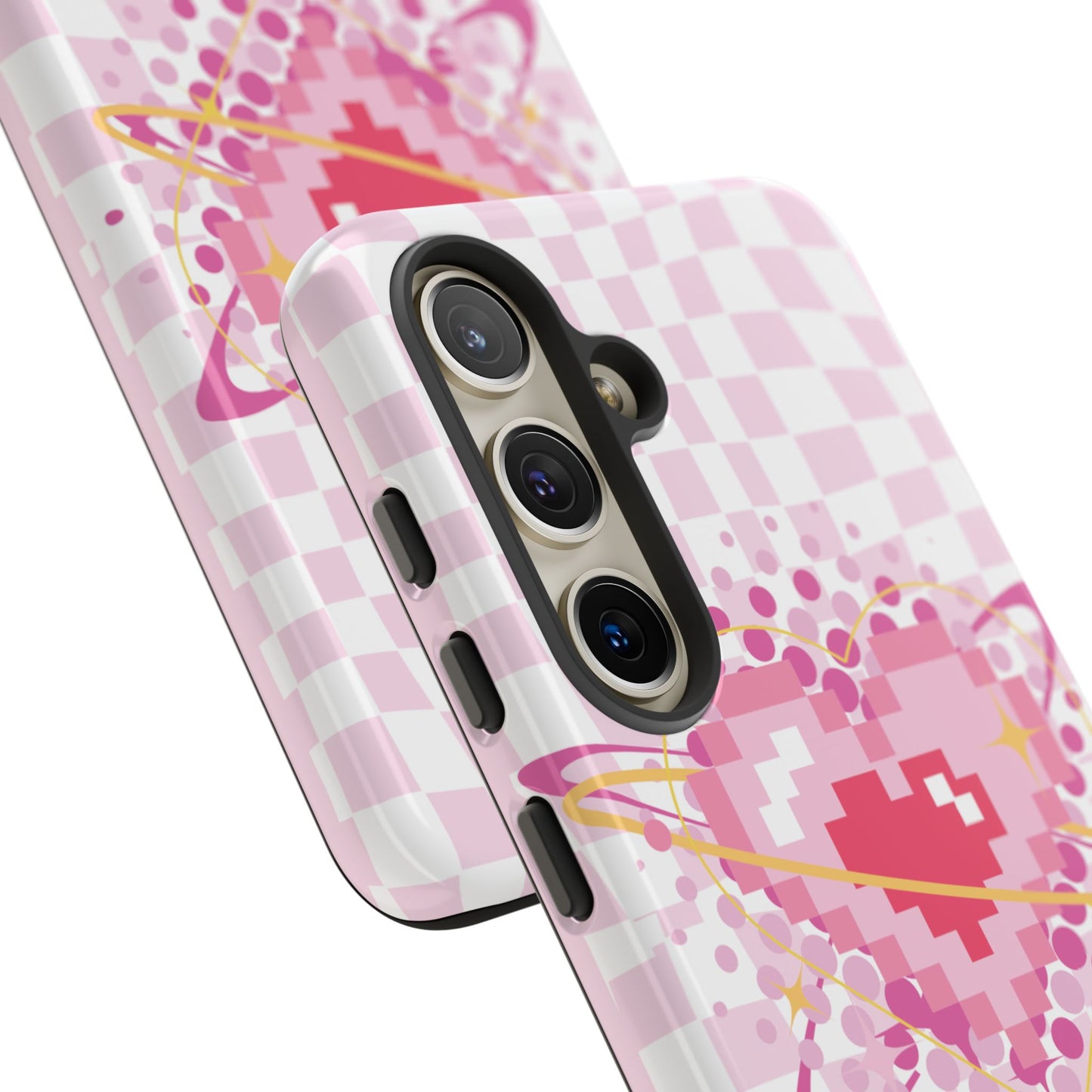 Pixel Heart Phone Case, Cute Phone Cover, Retro Gamer Gift, Valentine's Day Gift, Trendy Tech Accessory, Soft Pink Design