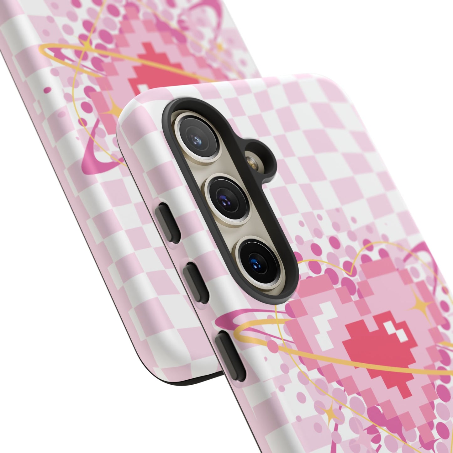 Pixel Heart Phone Case, Cute Phone Cover, Retro Gamer Gift, Valentine's Day Gift, Trendy Tech Accessory, Soft Pink Design