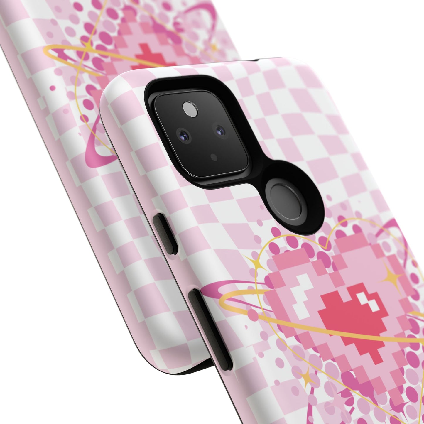 Pixel Heart Phone Case, Cute Phone Cover, Retro Gamer Gift, Valentine's Day Gift, Trendy Tech Accessory, Soft Pink Design