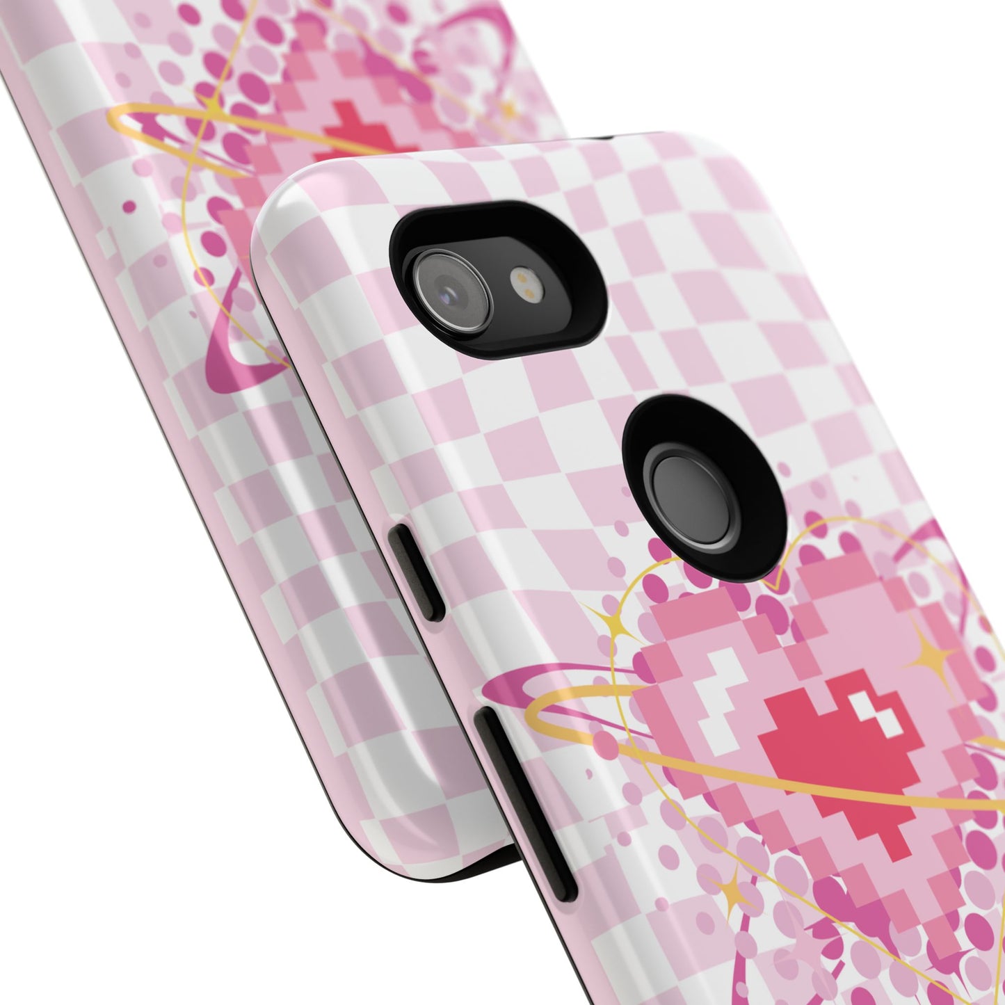 Pixel Heart Phone Case, Cute Phone Cover, Retro Gamer Gift, Valentine's Day Gift, Trendy Tech Accessory, Soft Pink Design