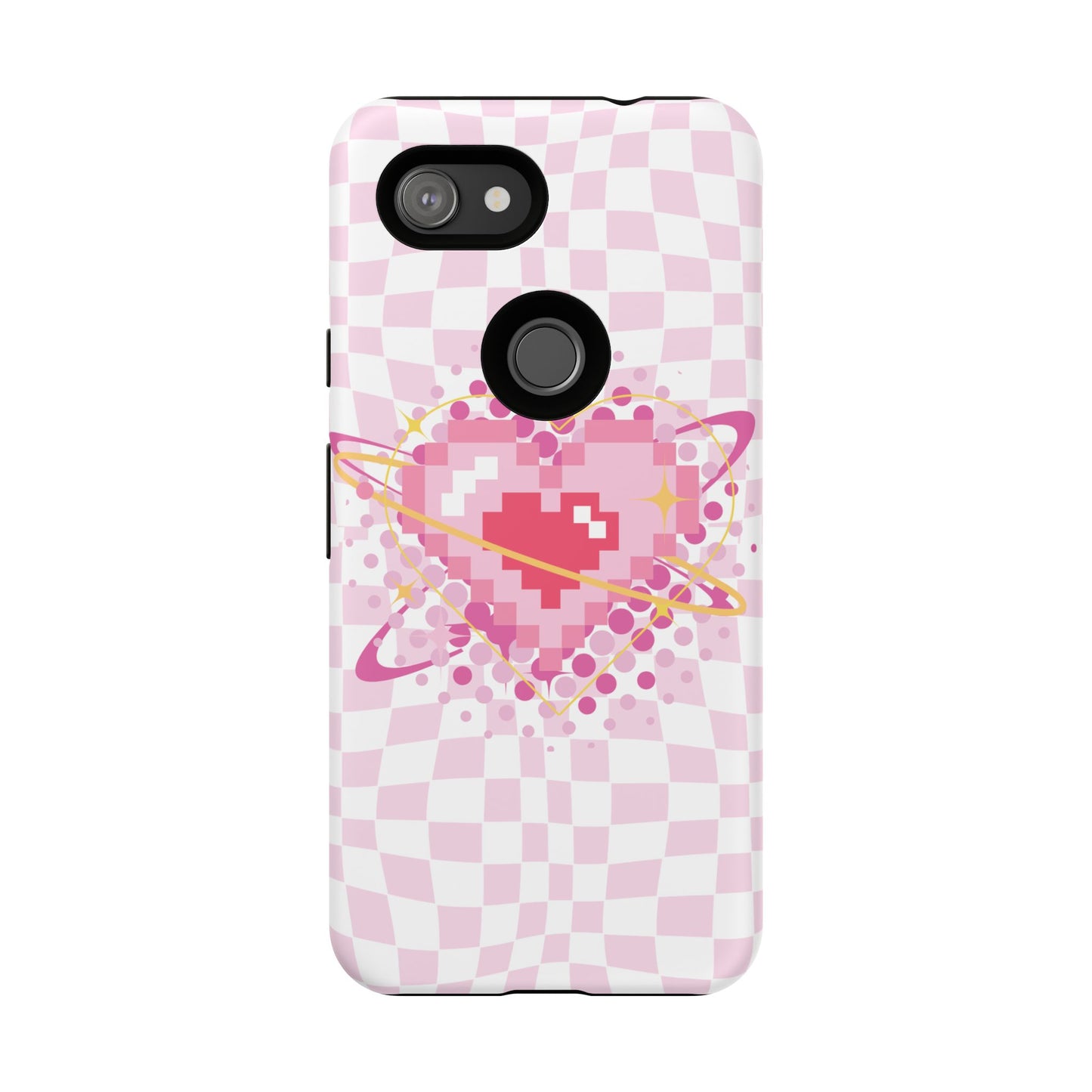 Pixel Heart Phone Case, Cute Phone Cover, Retro Gamer Gift, Valentine's Day Gift, Trendy Tech Accessory, Soft Pink Design