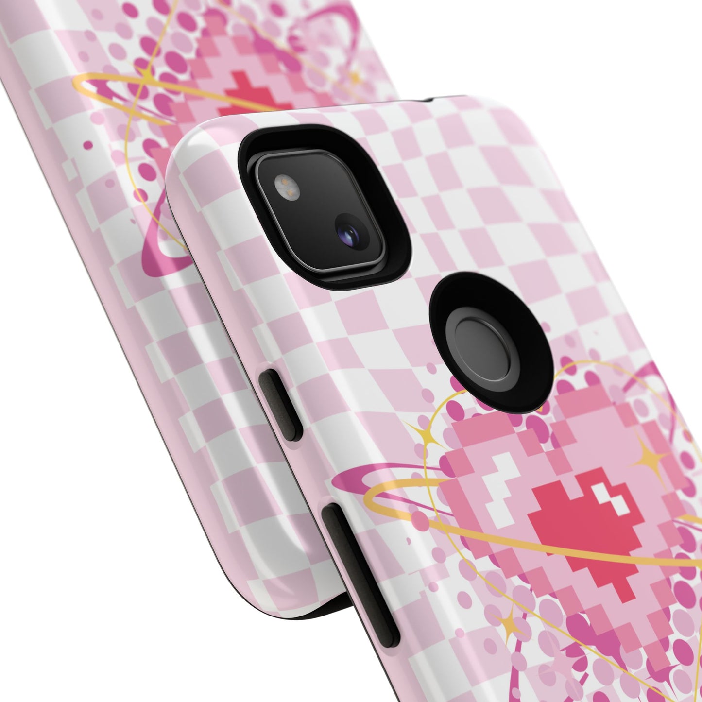 Pixel Heart Phone Case, Cute Phone Cover, Retro Gamer Gift, Valentine's Day Gift, Trendy Tech Accessory, Soft Pink Design