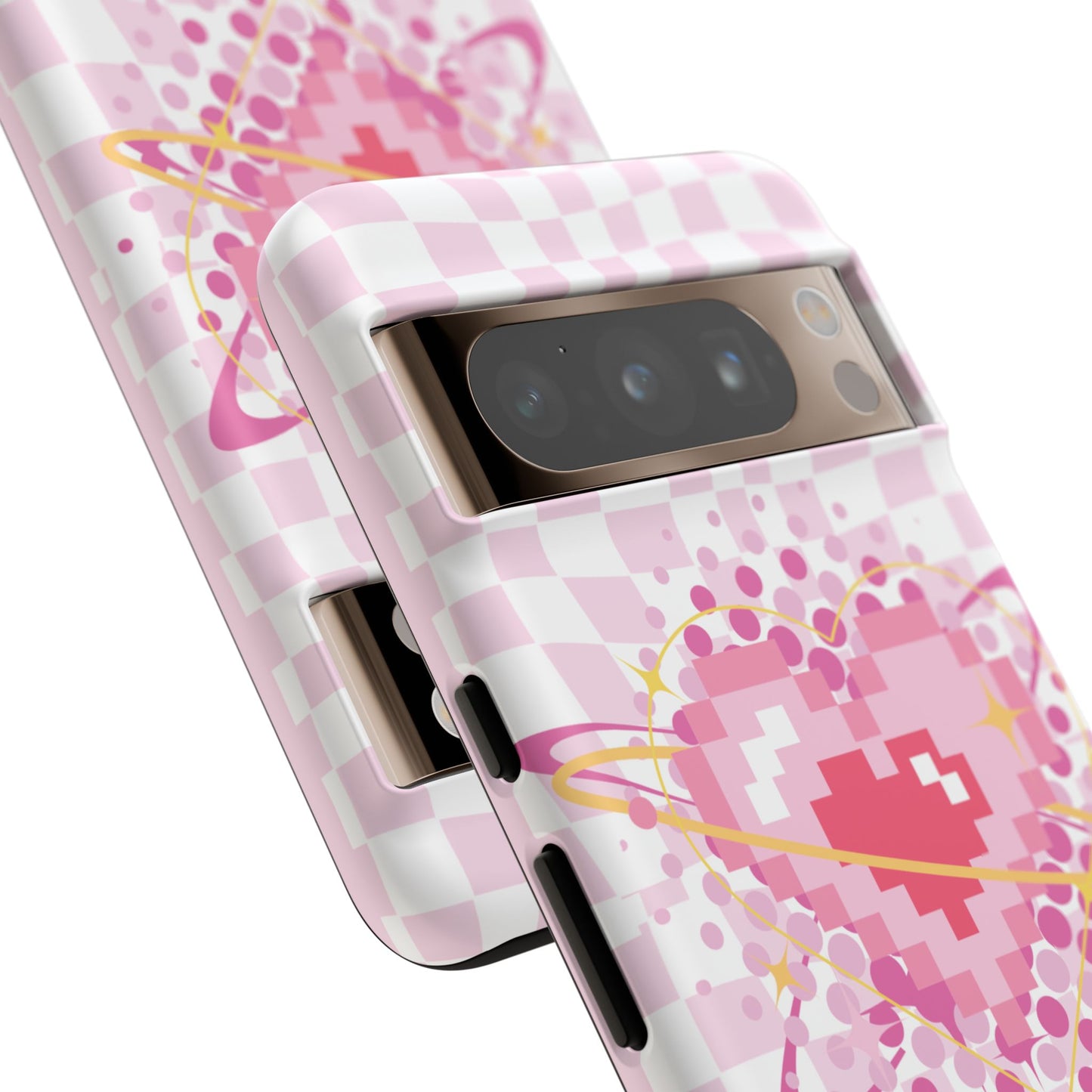 Pixel Heart Phone Case, Cute Phone Cover, Retro Gamer Gift, Valentine's Day Gift, Trendy Tech Accessory, Soft Pink Design