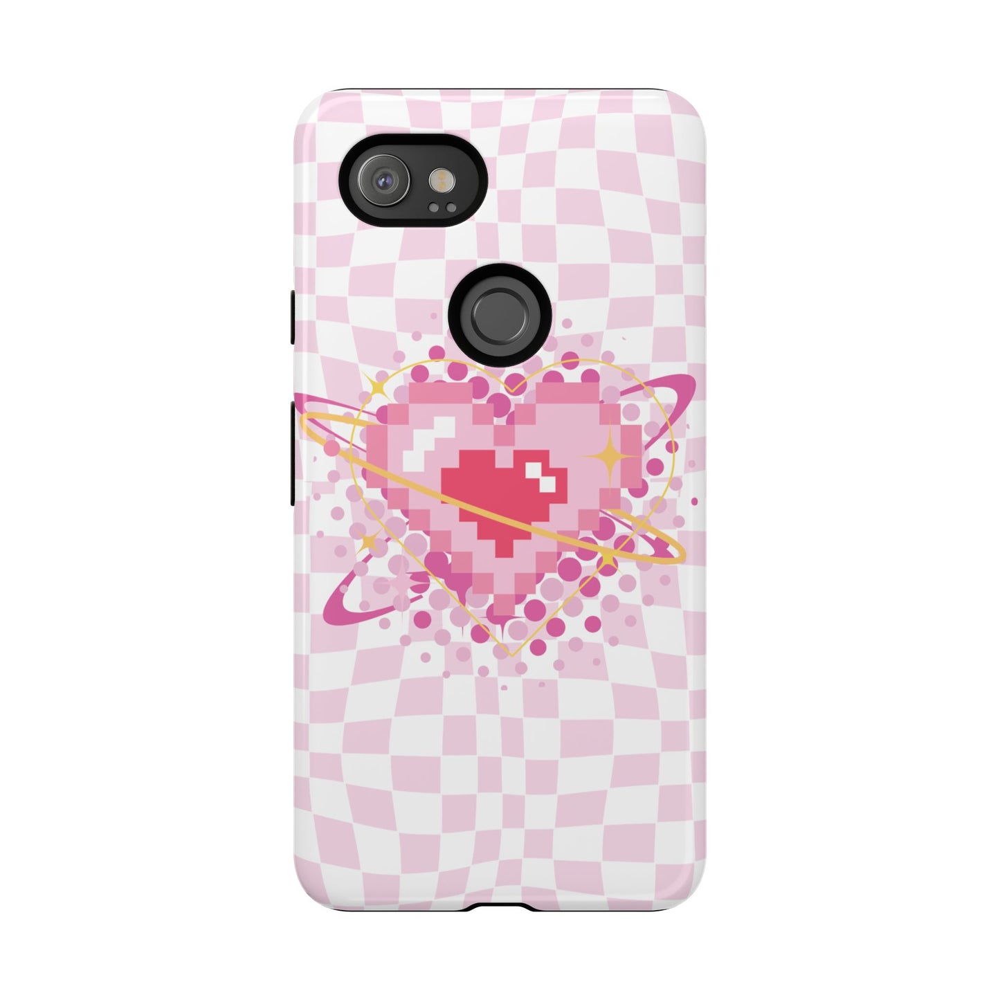 Pixel Heart Phone Case, Cute Phone Cover, Retro Gamer Gift, Valentine's Day Gift, Trendy Tech Accessory, Soft Pink Design