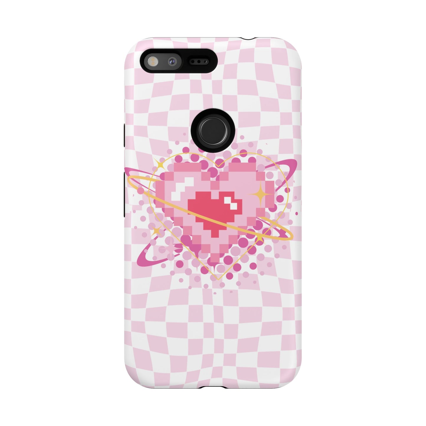 Pixel Heart Phone Case, Cute Phone Cover, Retro Gamer Gift, Valentine's Day Gift, Trendy Tech Accessory, Soft Pink Design
