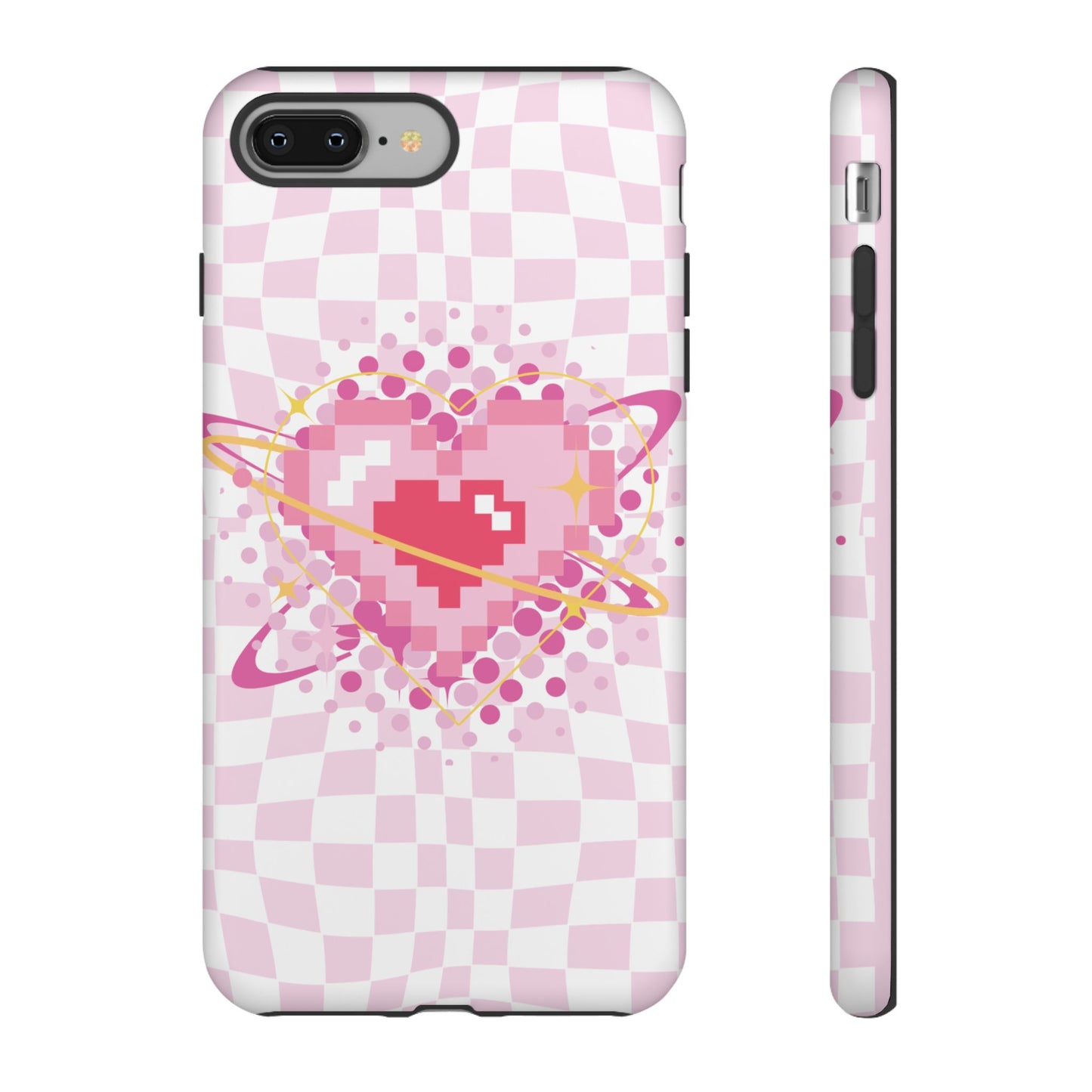 Pixel Heart Phone Case, Cute Phone Cover, Retro Gamer Gift, Valentine's Day Gift, Trendy Tech Accessory, Soft Pink Design