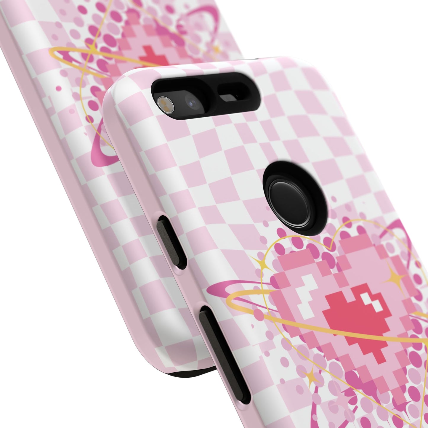 Pixel Heart Phone Case, Cute Phone Cover, Retro Gamer Gift, Valentine's Day Gift, Trendy Tech Accessory, Soft Pink Design